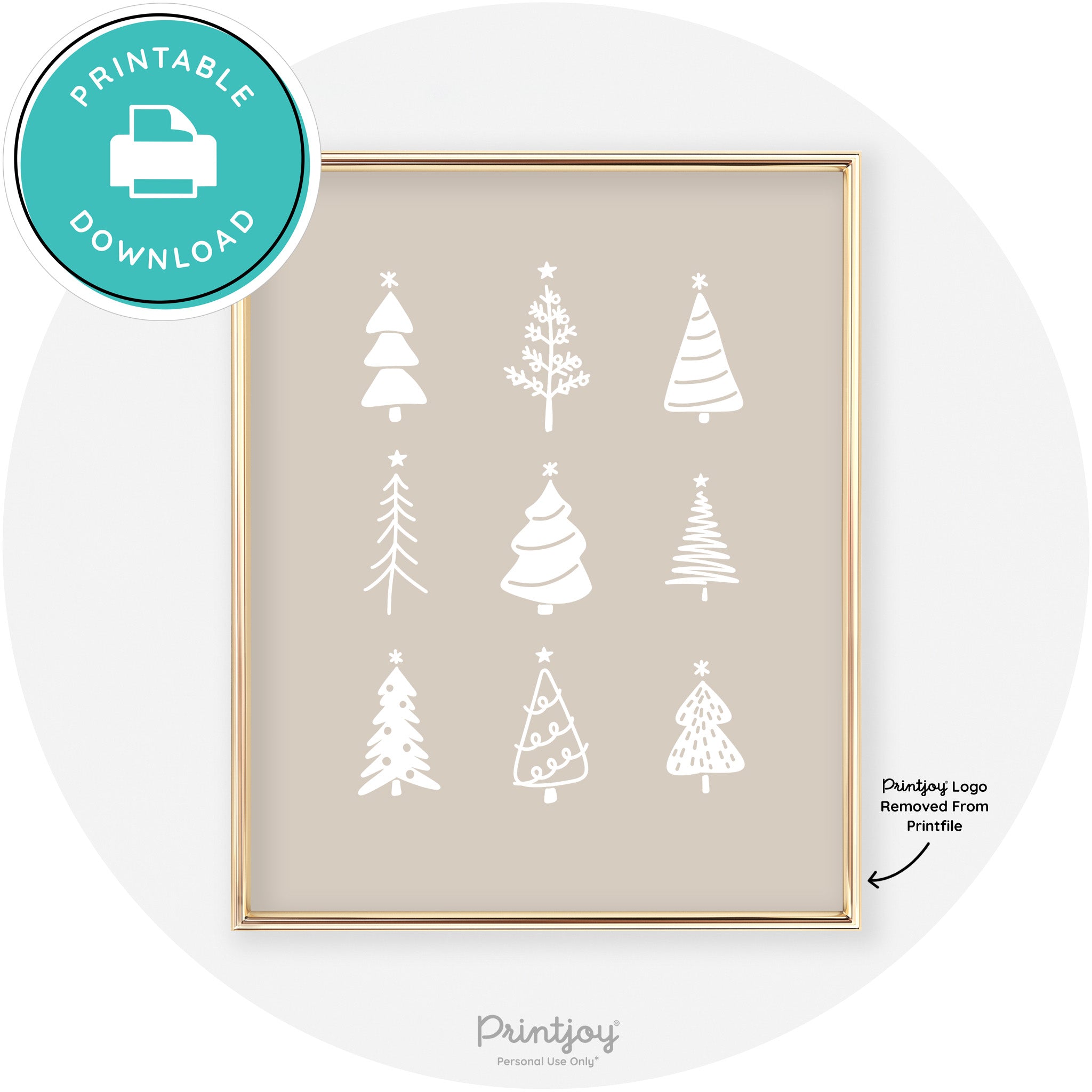 Christmas Trees Cute Modern Chic Wall Art Decor Free Printable - Printjoy