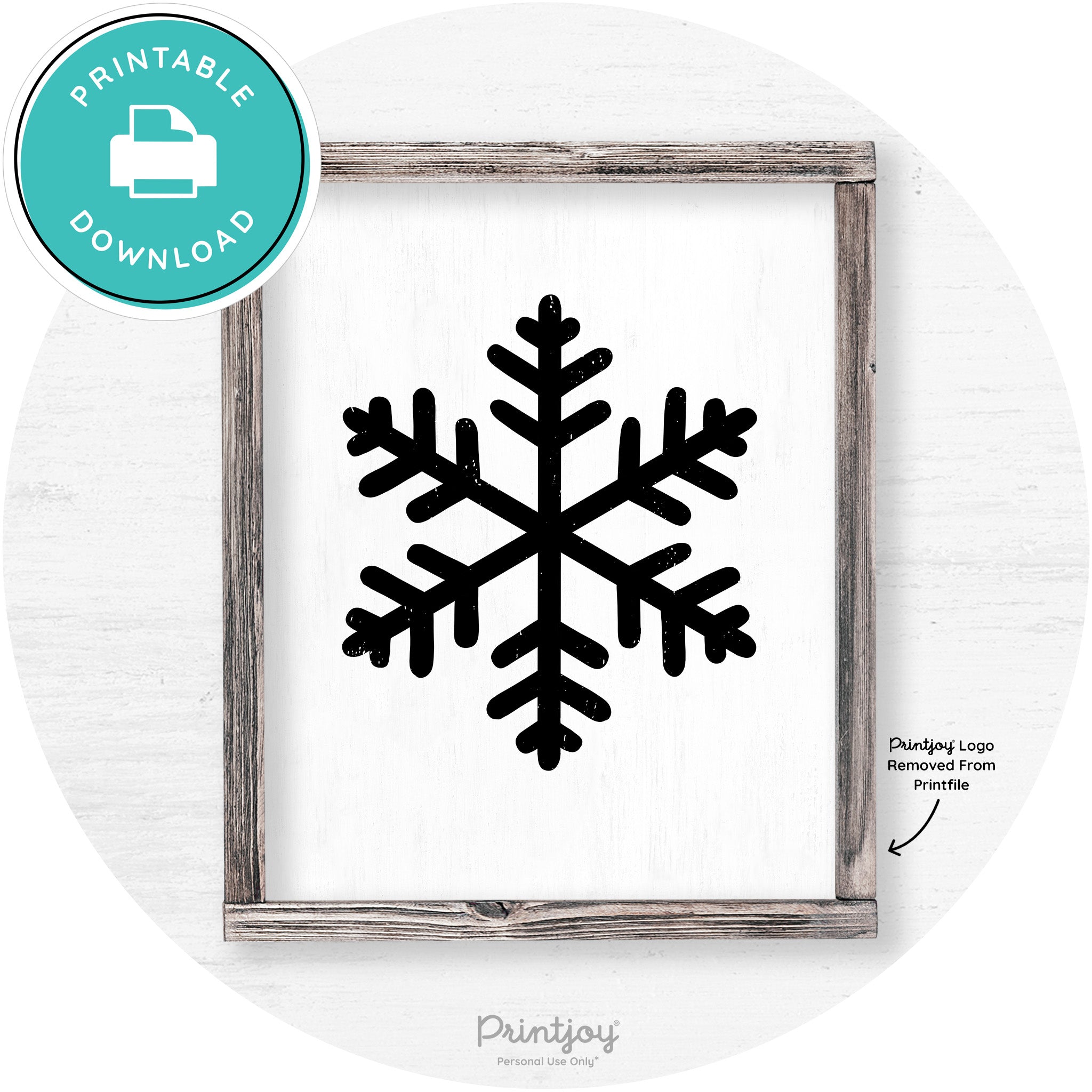 Snowflake Silhouette Winter Farmhouse Wall Art Decor Free Printable - Printjoy
