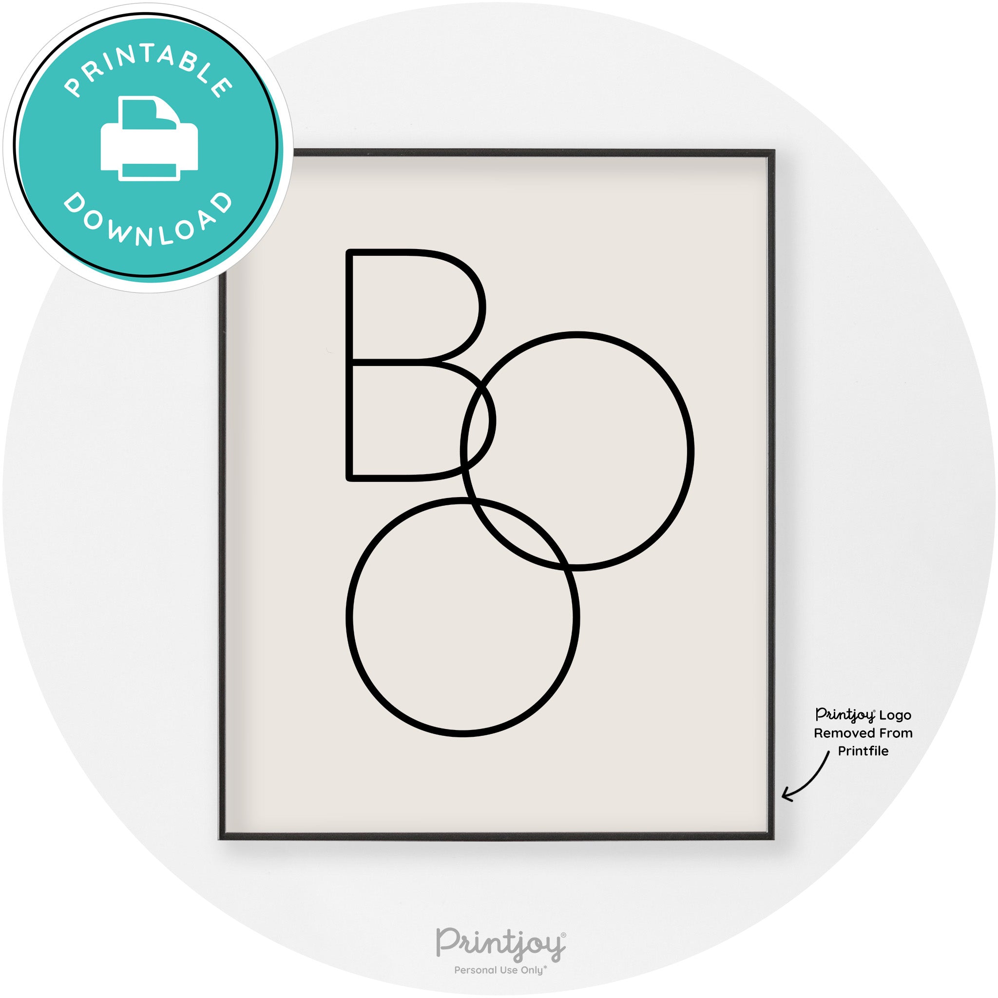 Halloween Cute Boo Modern Chic Wall Art Decor Printable - Printjoy