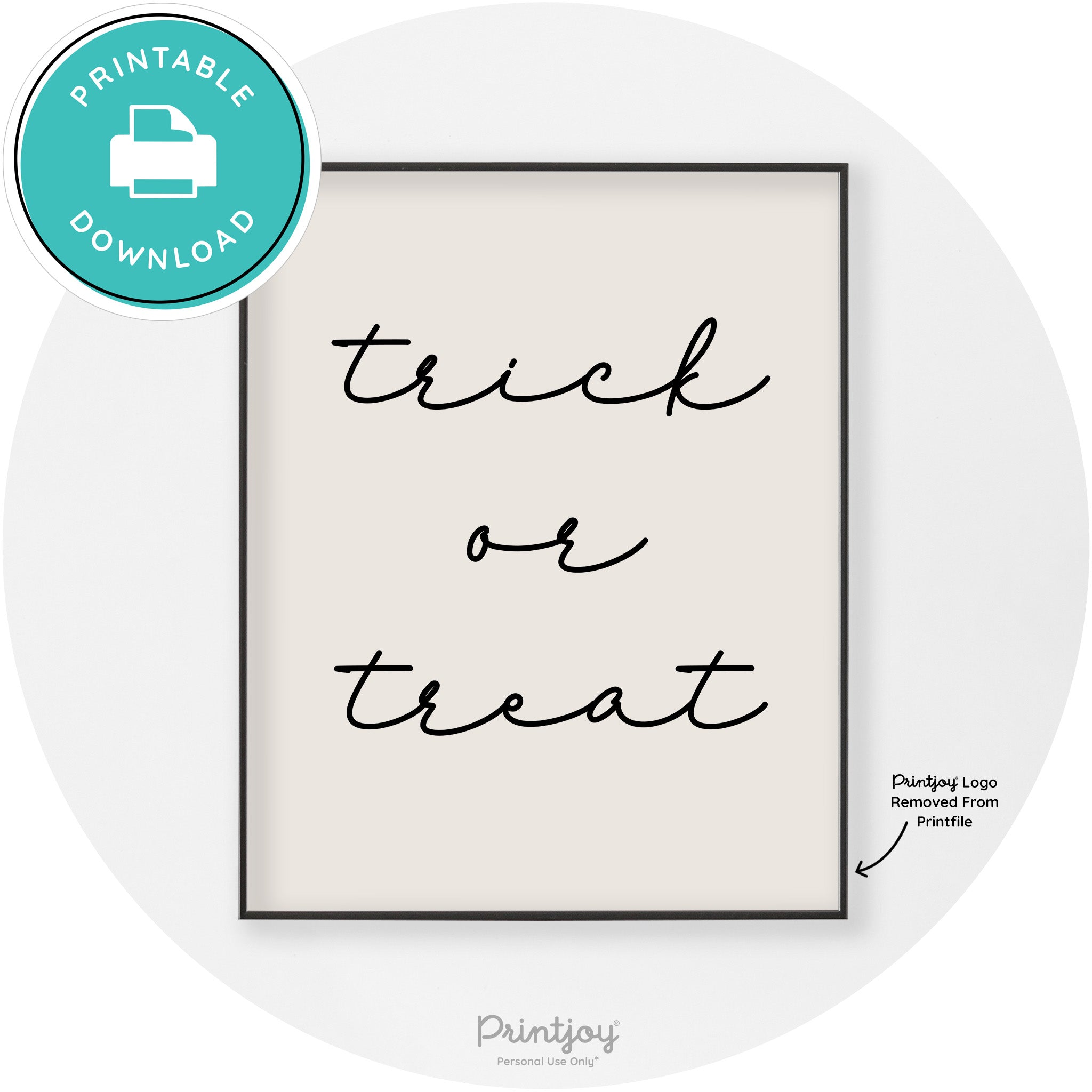 Halloween Cute Trick Or Treat Modern Chic Wall Art Printable - Printjoy