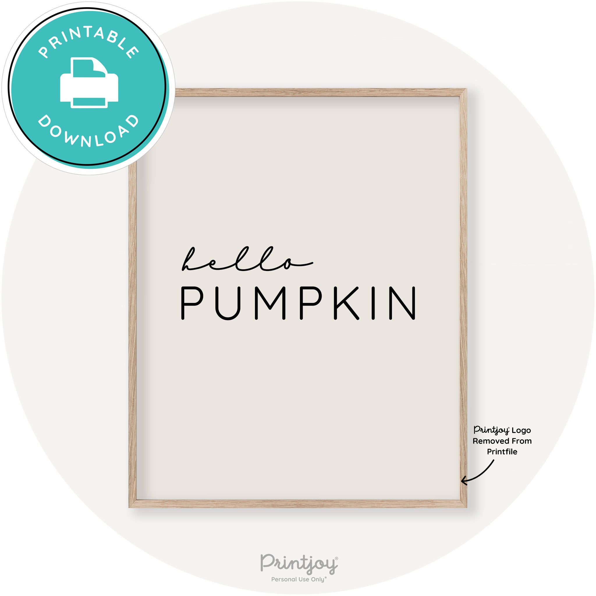 Hello Pumpkin Simple Cute Modern Chic Decor Wall Art Printable - Printjoy