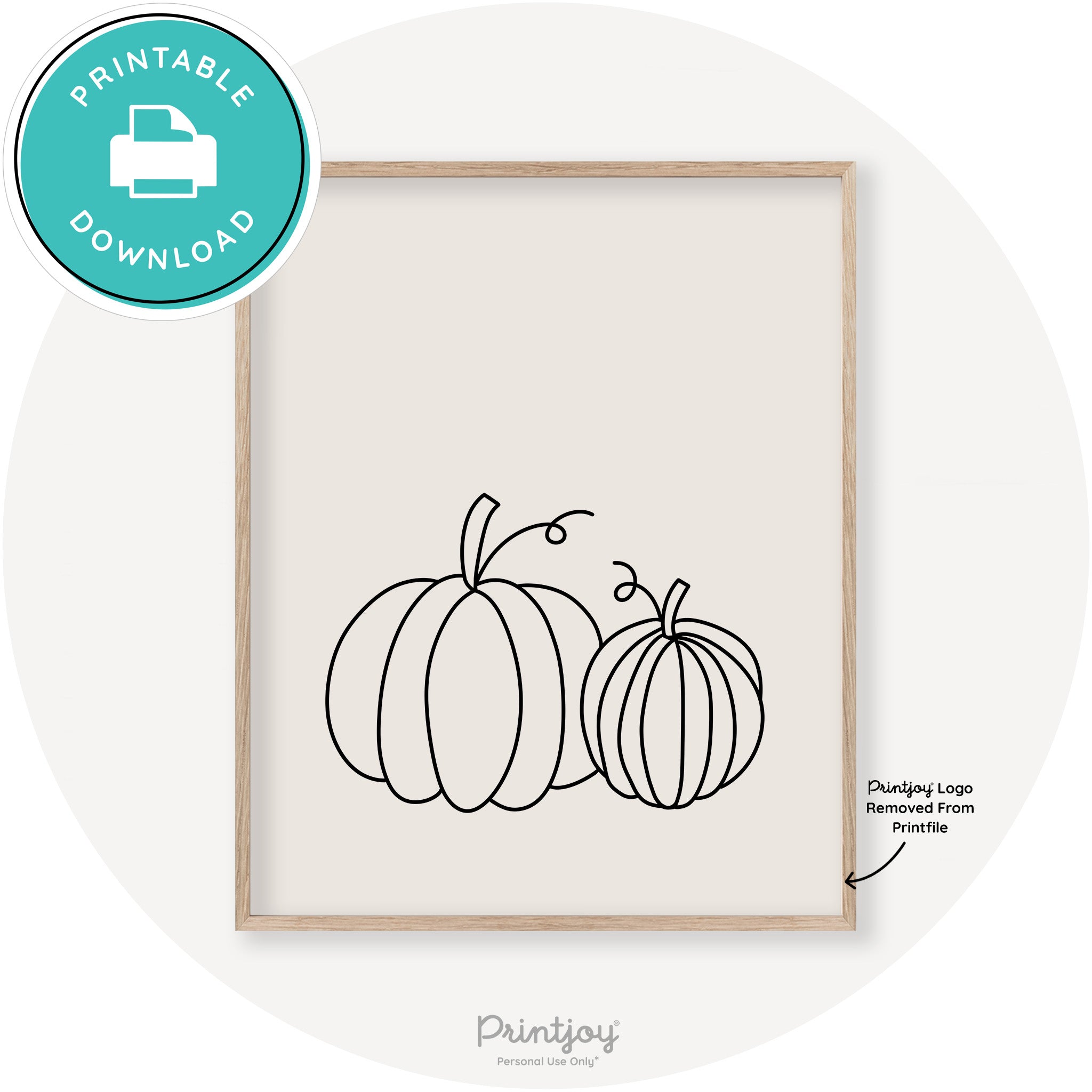 Pumpkin Pair Line Art Cute Fall Modern Chic Wall Art Printable - Printjoy