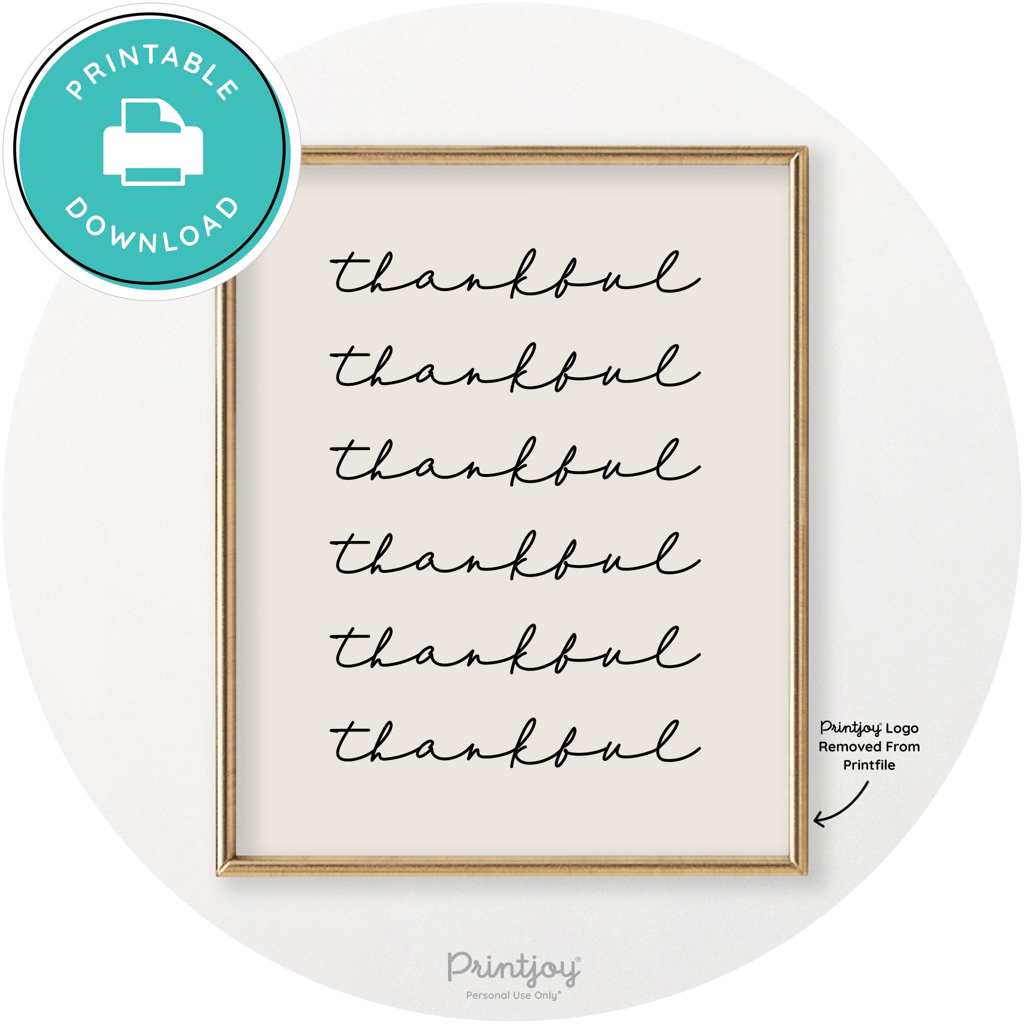Thankful Pattern Cute Thanksgiving Modern Chic Wall Art Printable - Printjoy