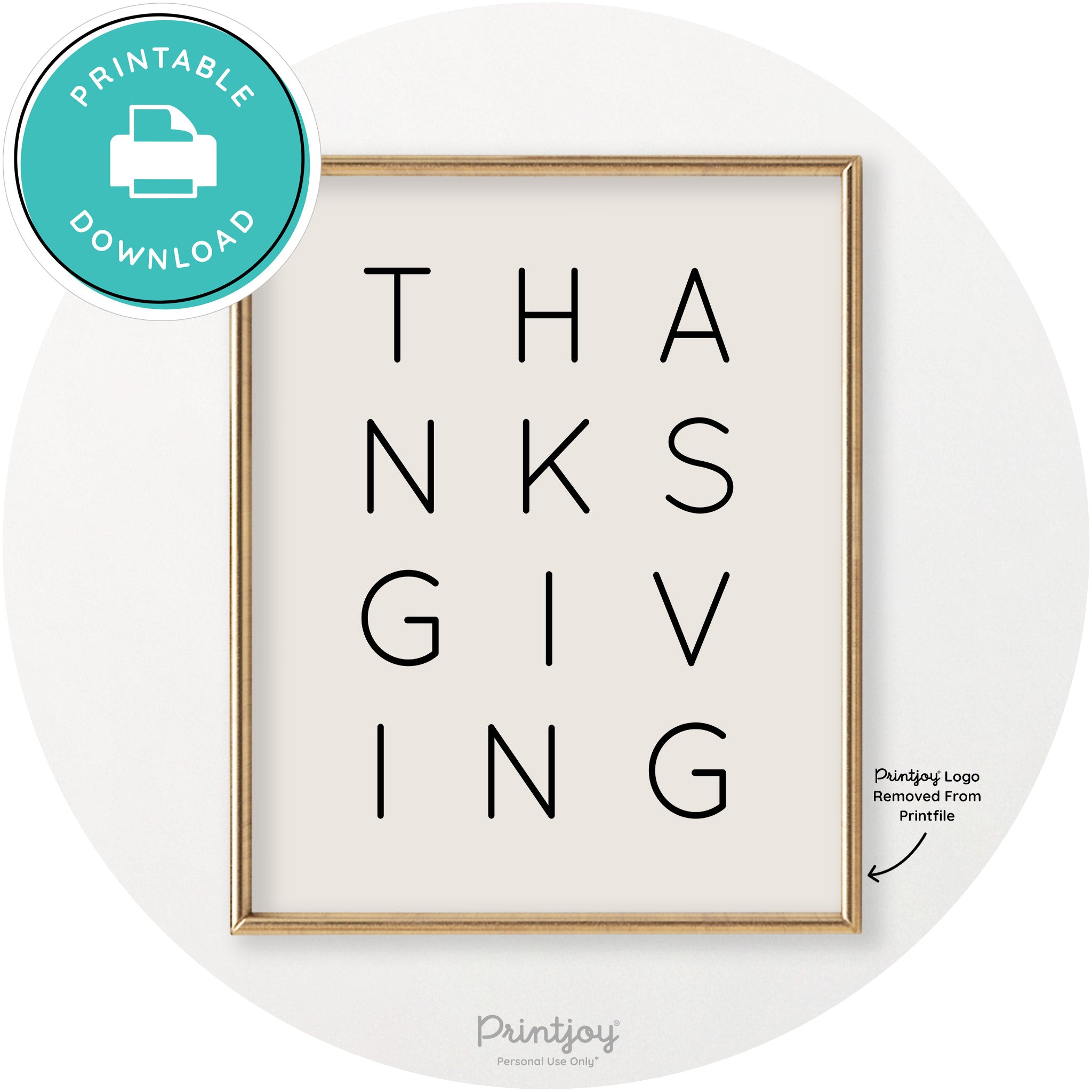 Thanksgiving Cute Typography Modern Chic Wall Art Printable - Printjoy
