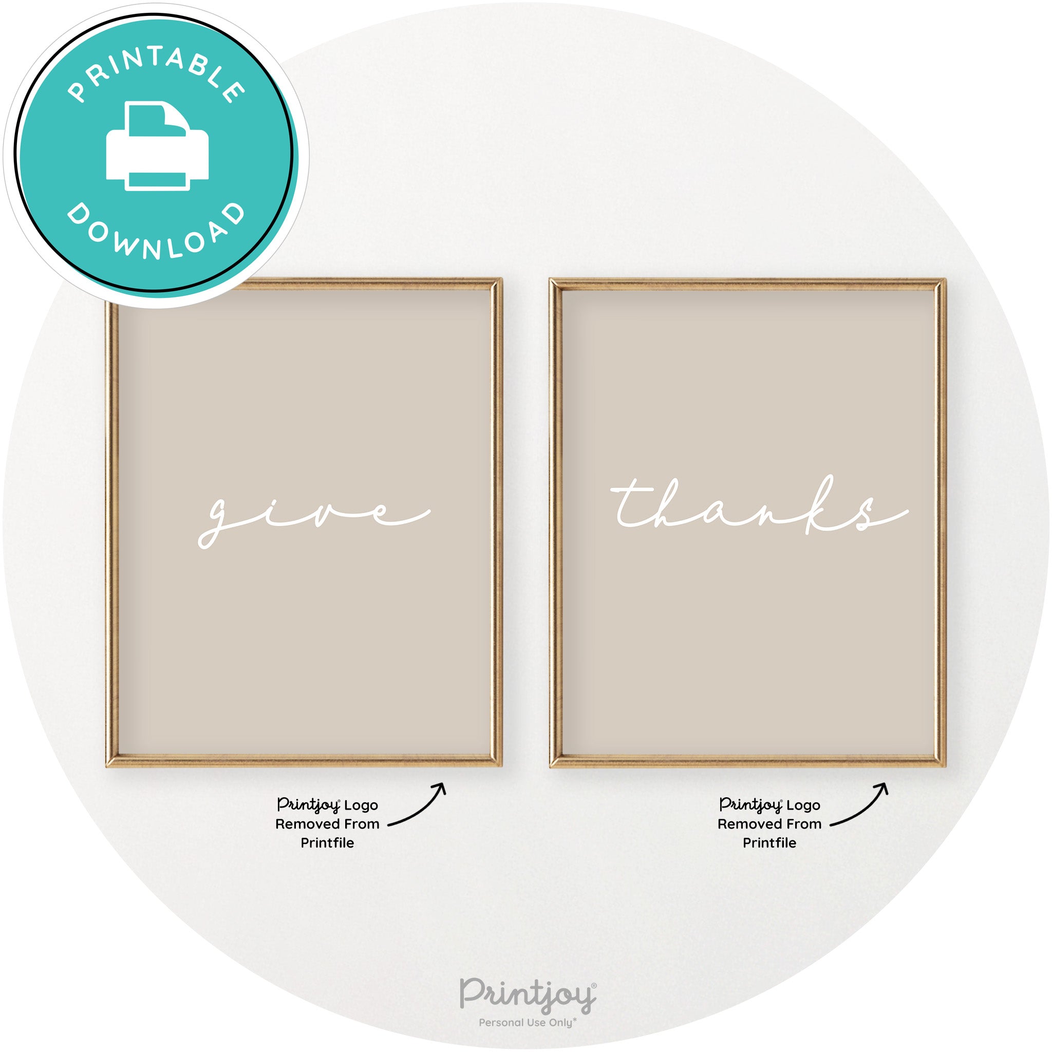 Give Thanks Set Of 2 Thanksgiving Chic Wall Art Decor Free Printable - Printjoy
