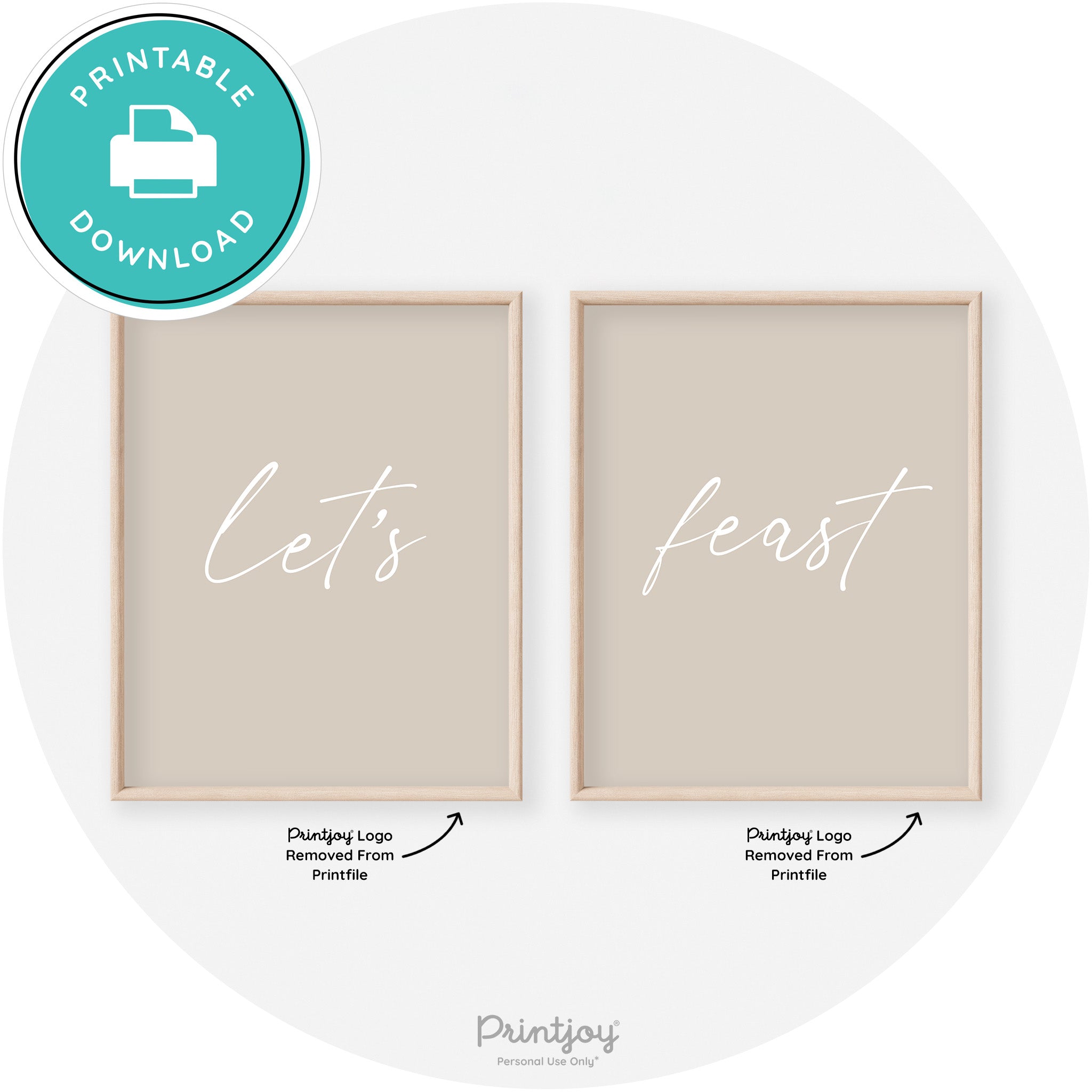 Let's Feast Set Of 2 Thanksgiving Transitional Wall Art Free Printable - Printjoy