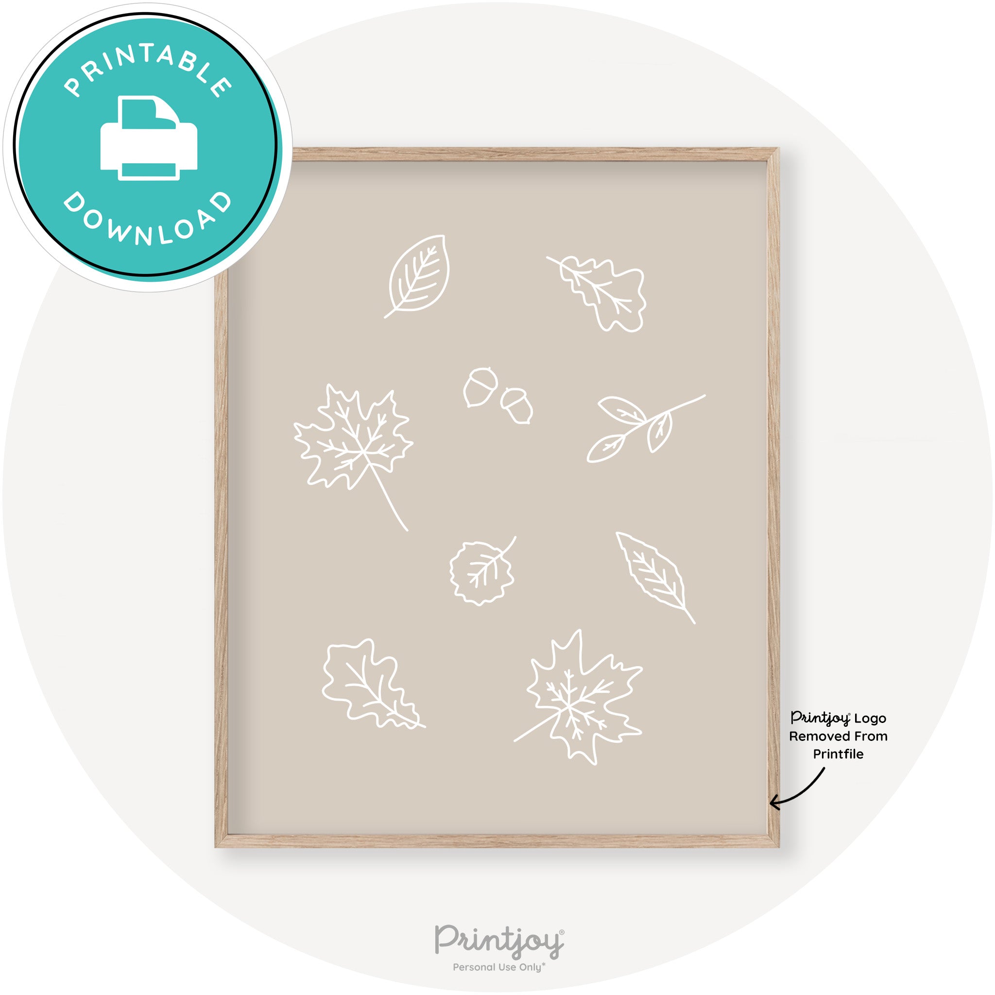 Fall Leaves Line Art Cute Fall Modern Chic Wall Art Free Printable - Printjoy