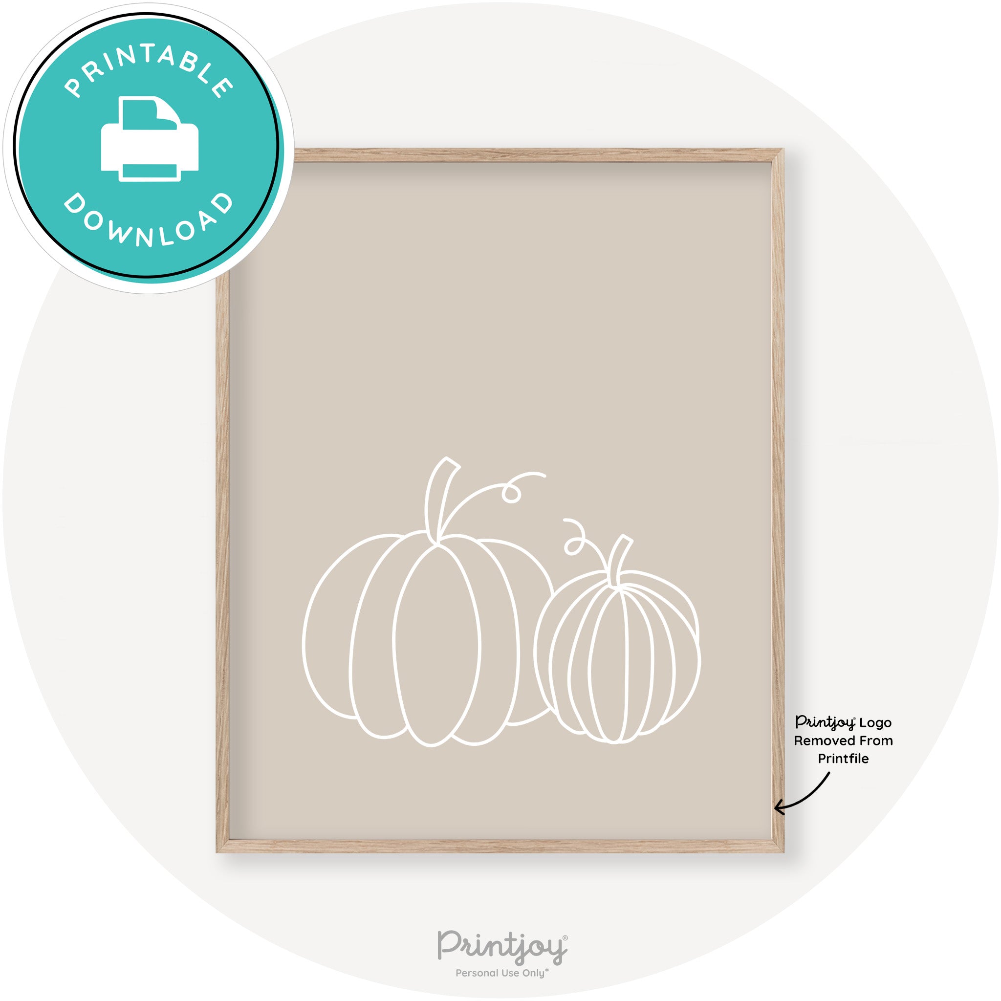 Pumpkin Pair Line Art Cute Fall Modern Chic Wall Art Free Printable - Printjoy