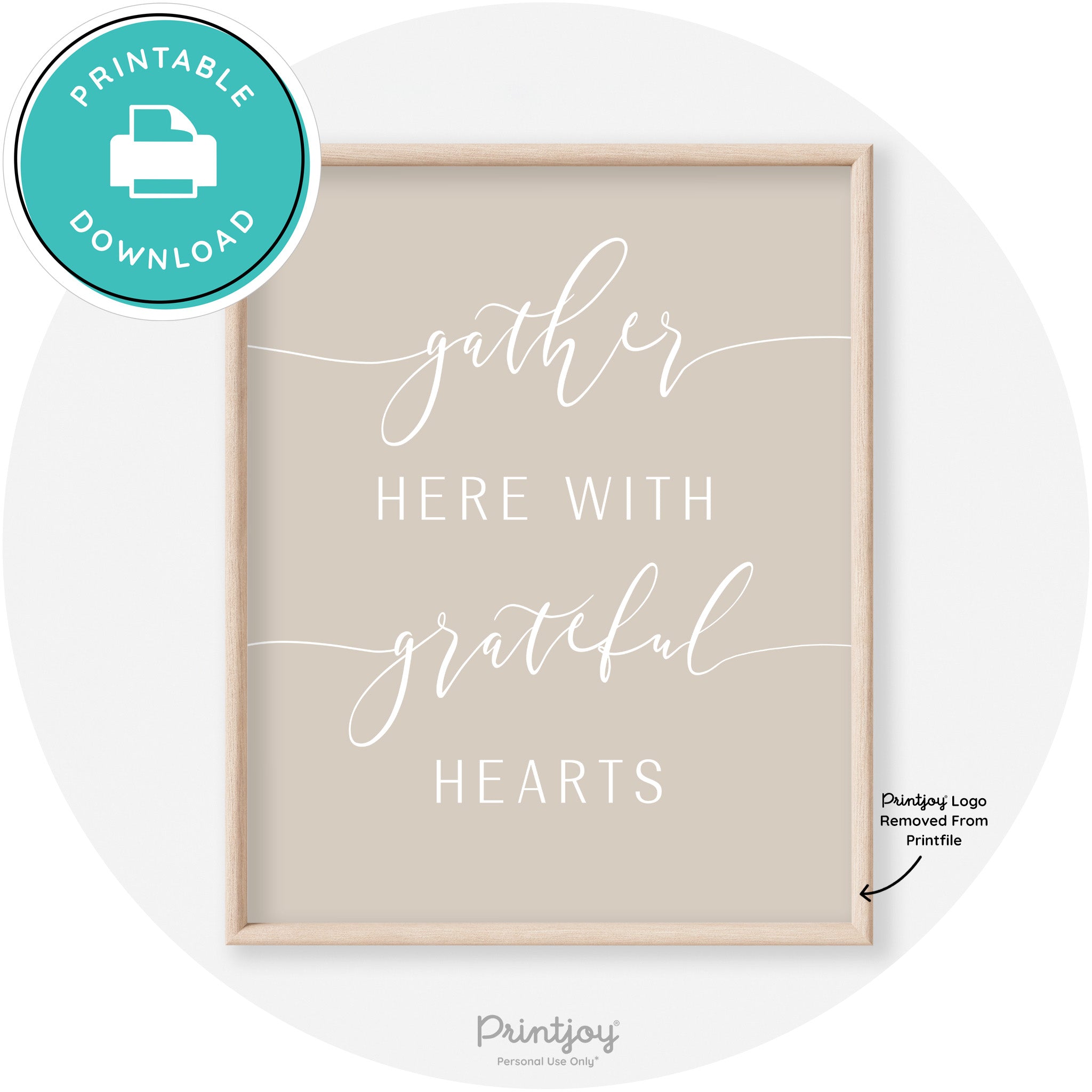 Gather Here Grateful Hearts Thanksgiving Transitional Art Free Printable - Printjoy