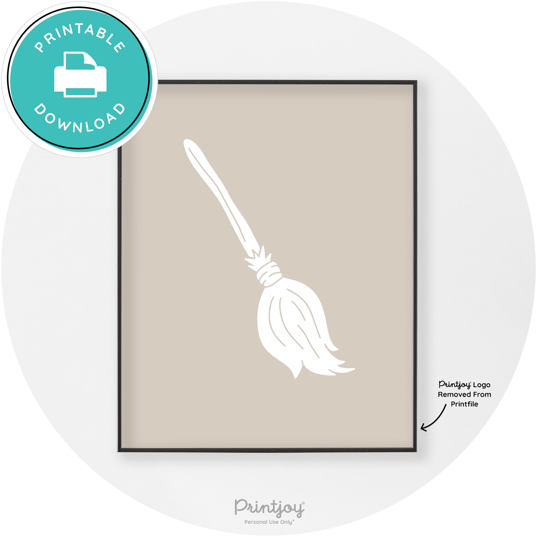 Witches Broom Halloween Cute Modern Chic Wall Art Free Printable - Printjoy