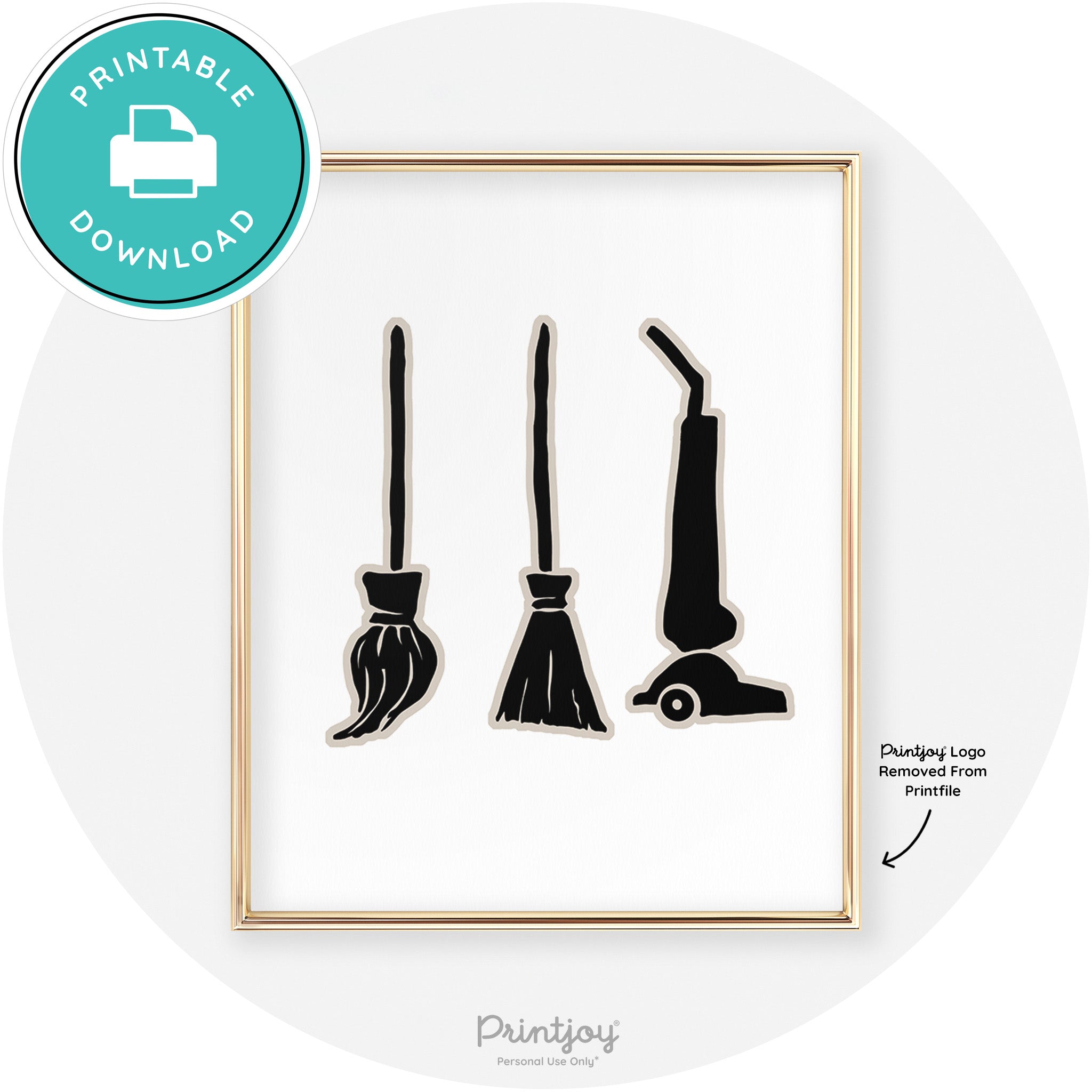 Witch Brooms Fun Cute Chic Halloween Wall Art Decor Free Printable - Printjoy