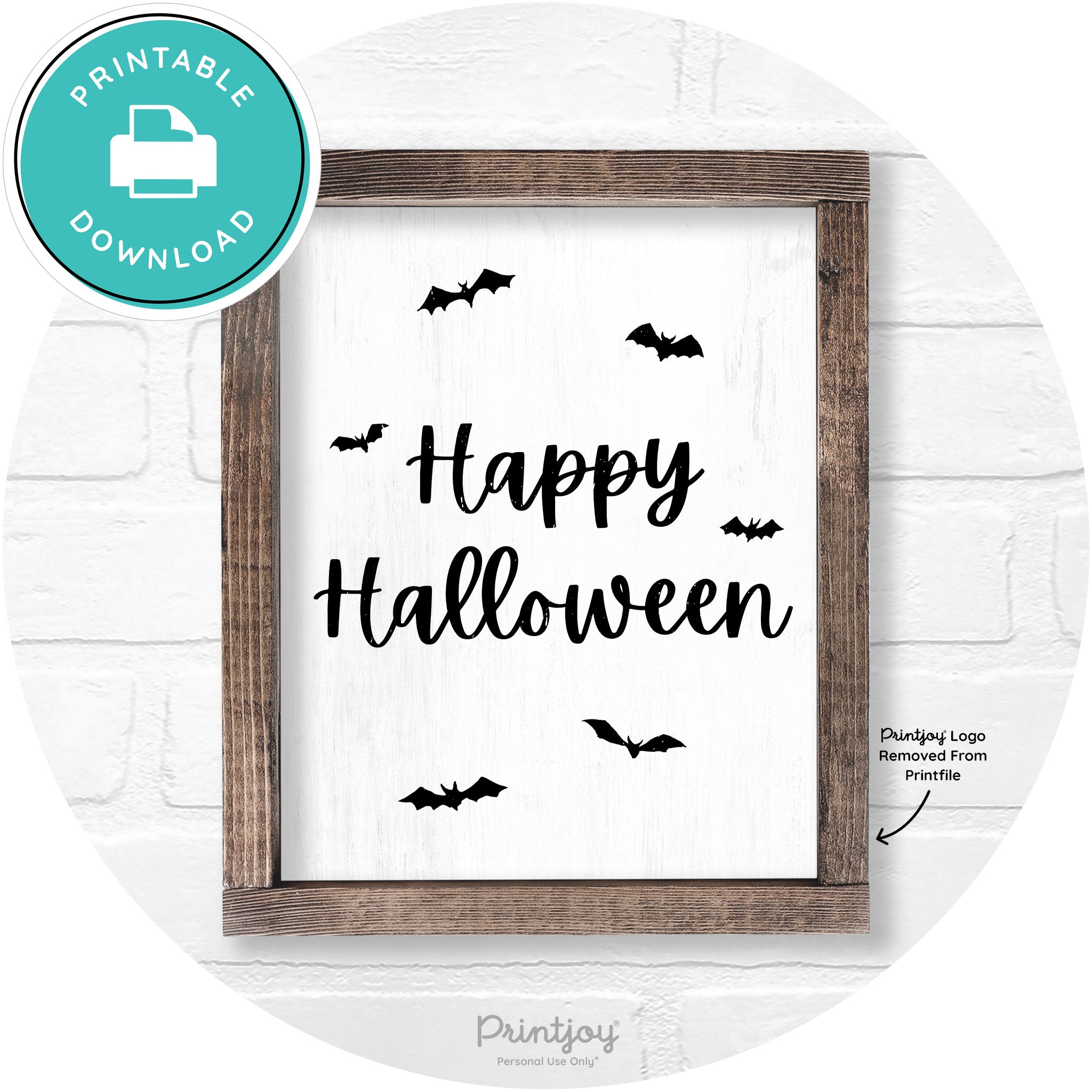 Happy Halloween Bats Rustic Farmhouse Wall Art Free Printable - Printjoy