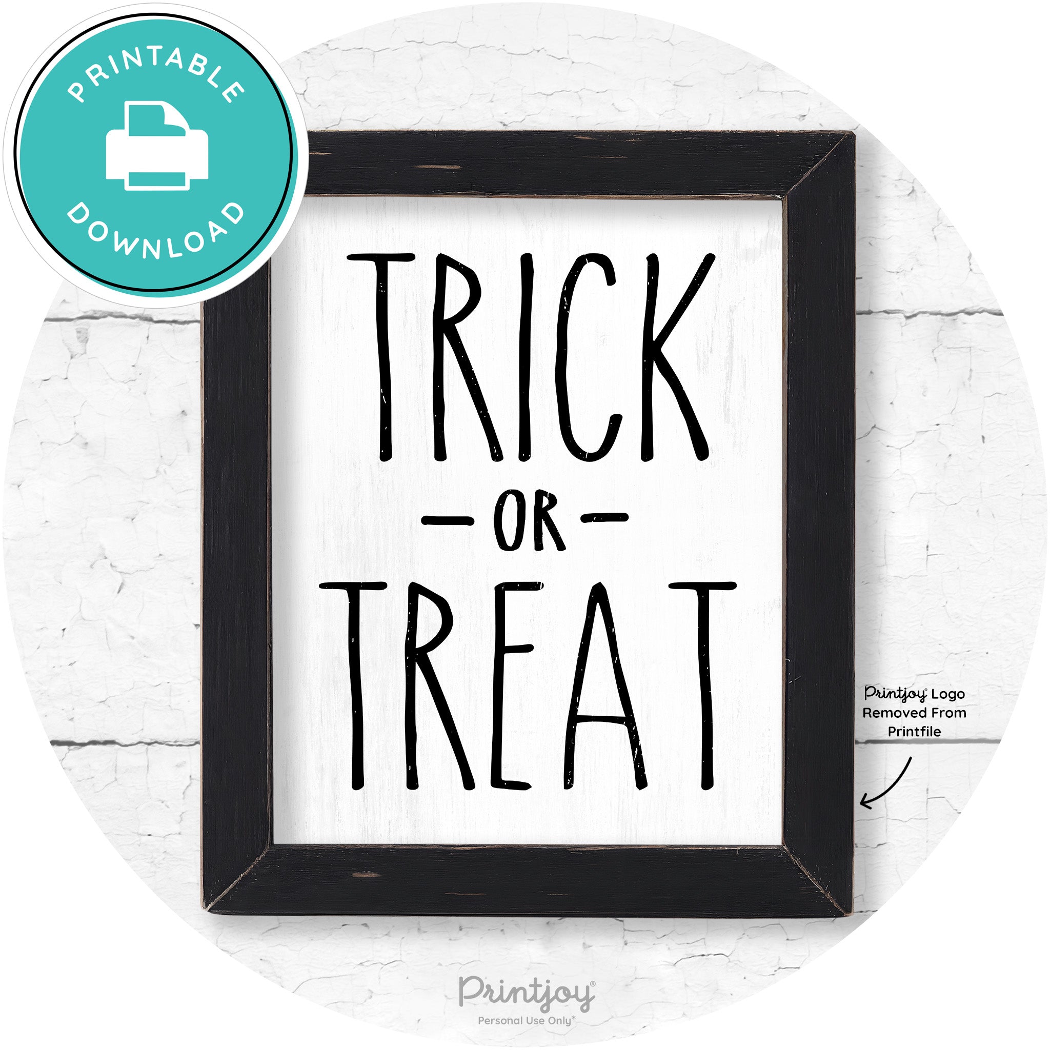 Trick Or Treat Lettering Farmhouse Halloween Wall Art Free Printable - Printjoy