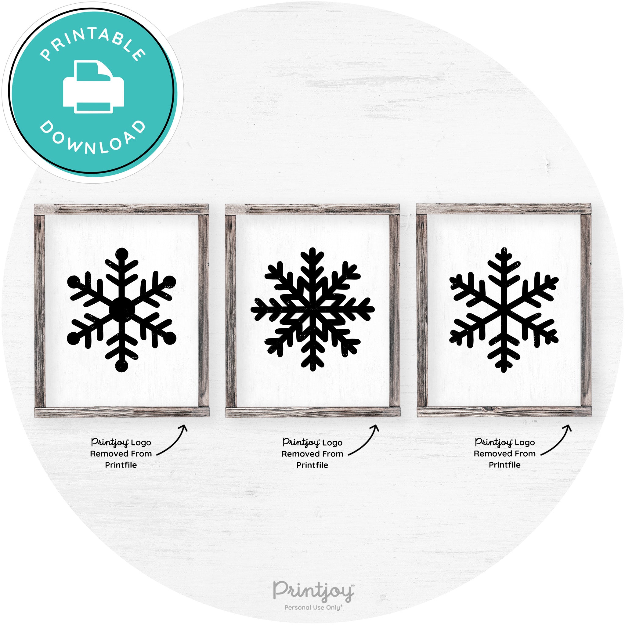 Snowflake Silhouettes Set Of 3 Winter Farmhouse Wall Art Free Printable