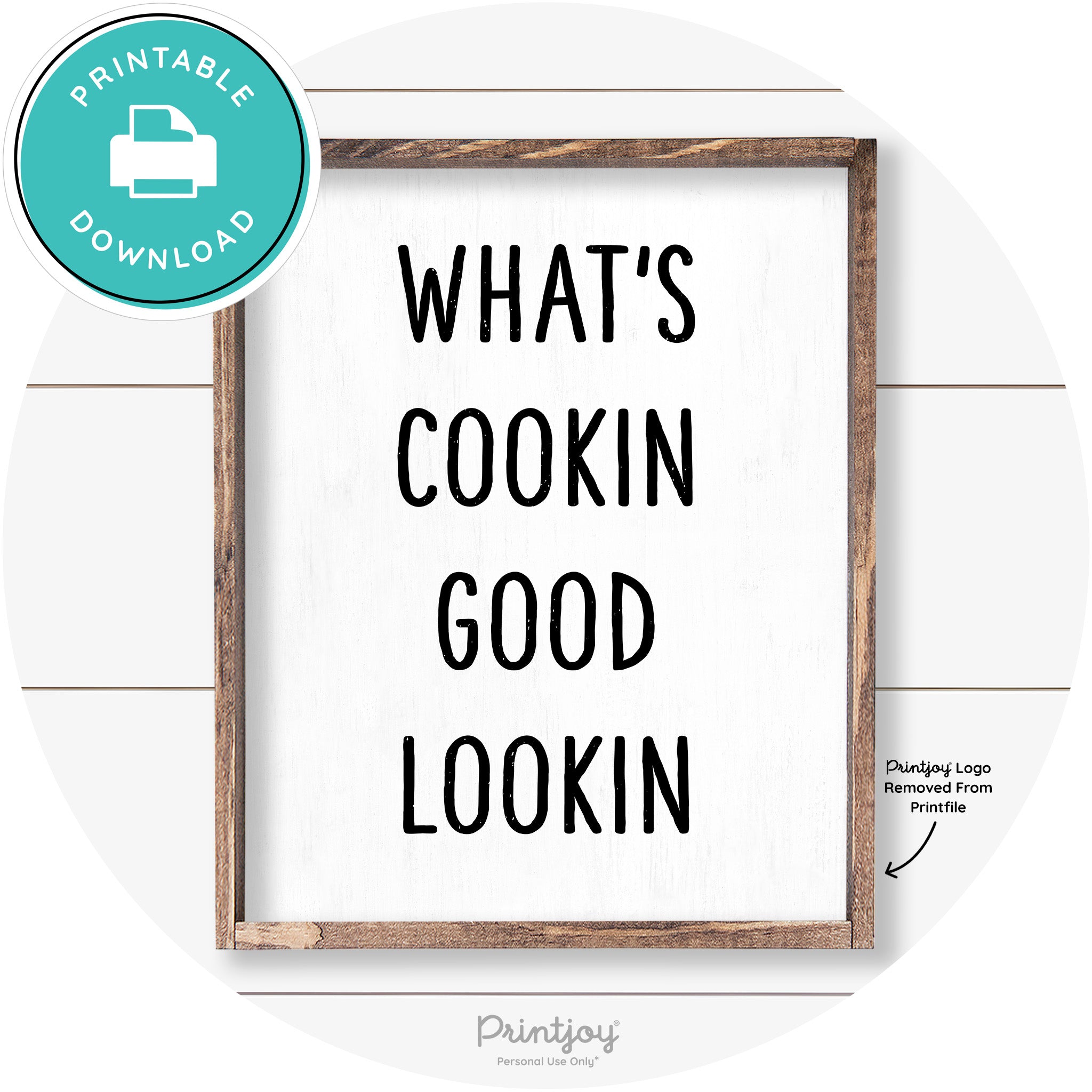 What's Cookin Good Lookin Farmhouse Kitchen Wall Art Free Printable - Printjoy