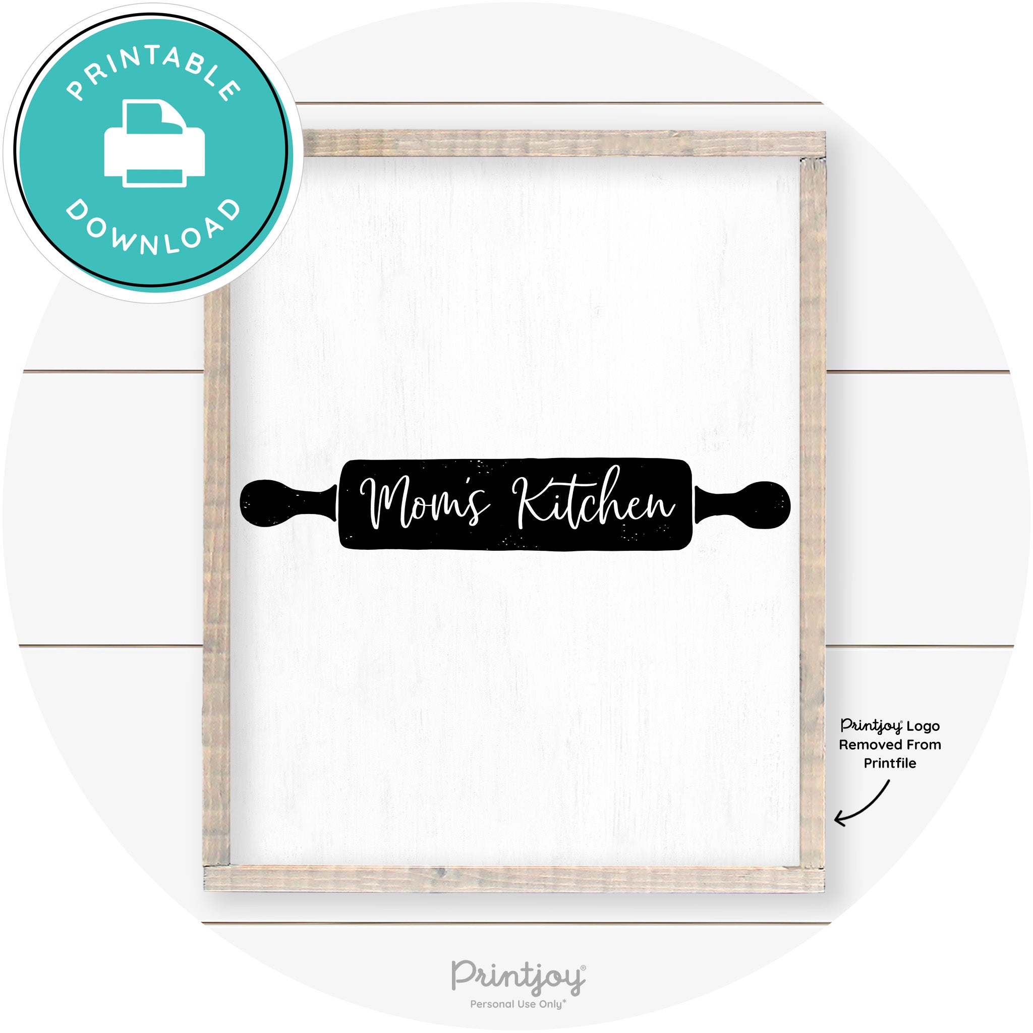 Mom's Kitchen Rolling Pin Cute Farmhouse Wall Art Free Printable - Printjoy