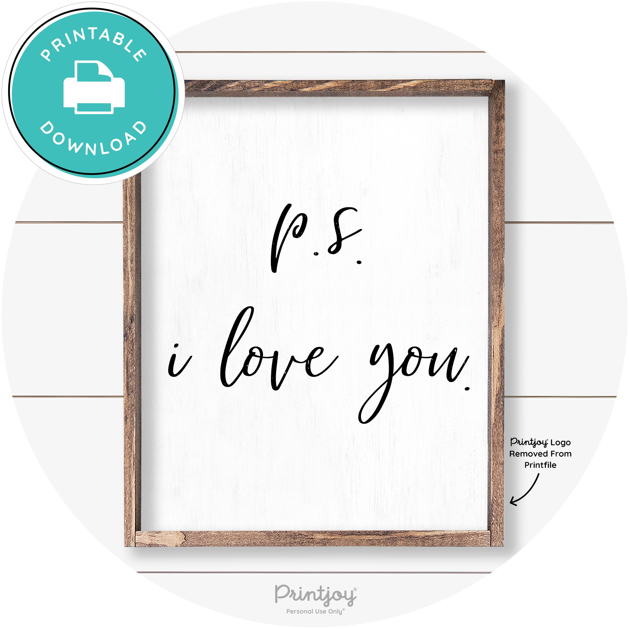 P.S. I Love You Cute Couples Farmhouse Wall Art Decor Free Printable - Printjoy
