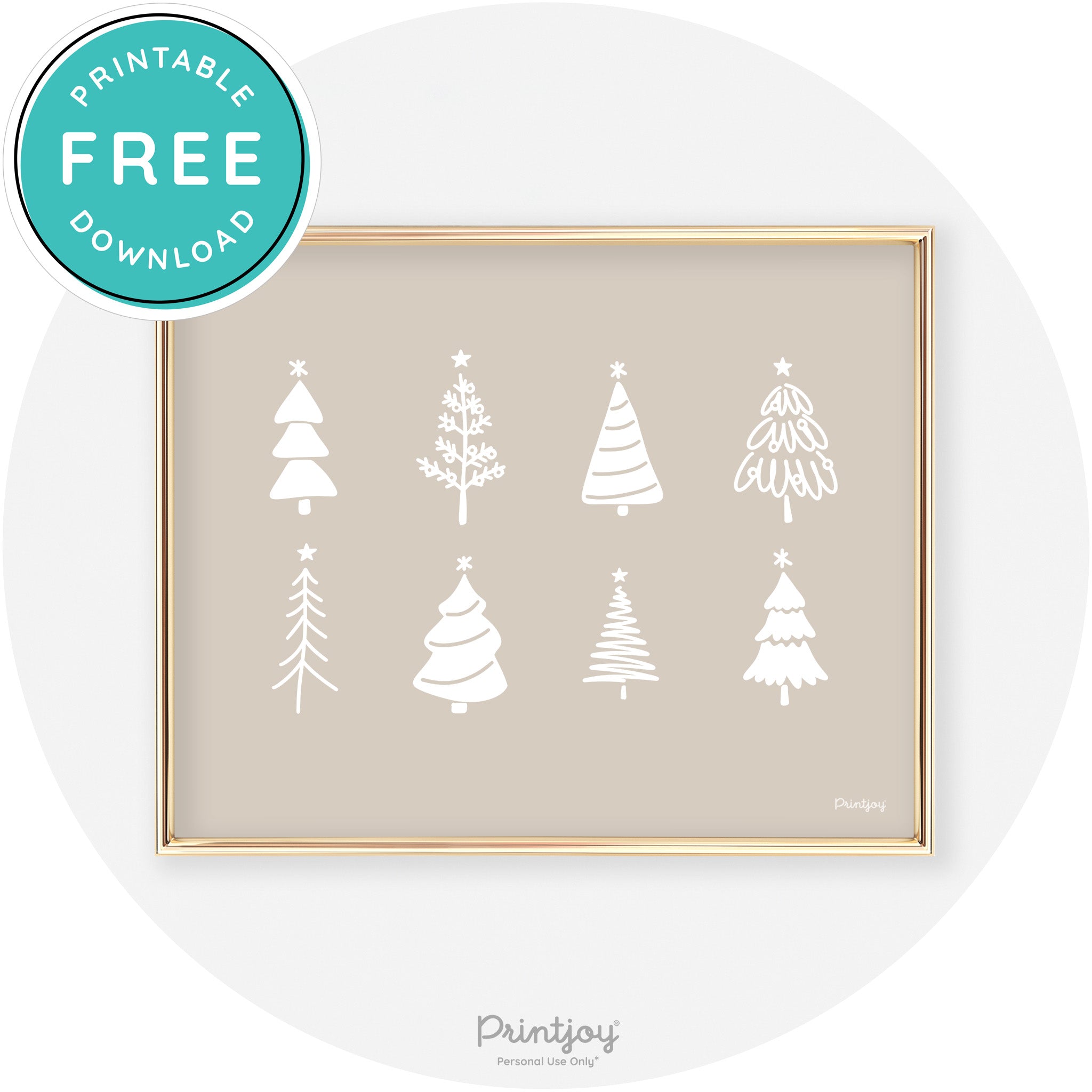 Christmas Trees Cute Modern Chic Wall Art Decor Free Printable - Printjoy