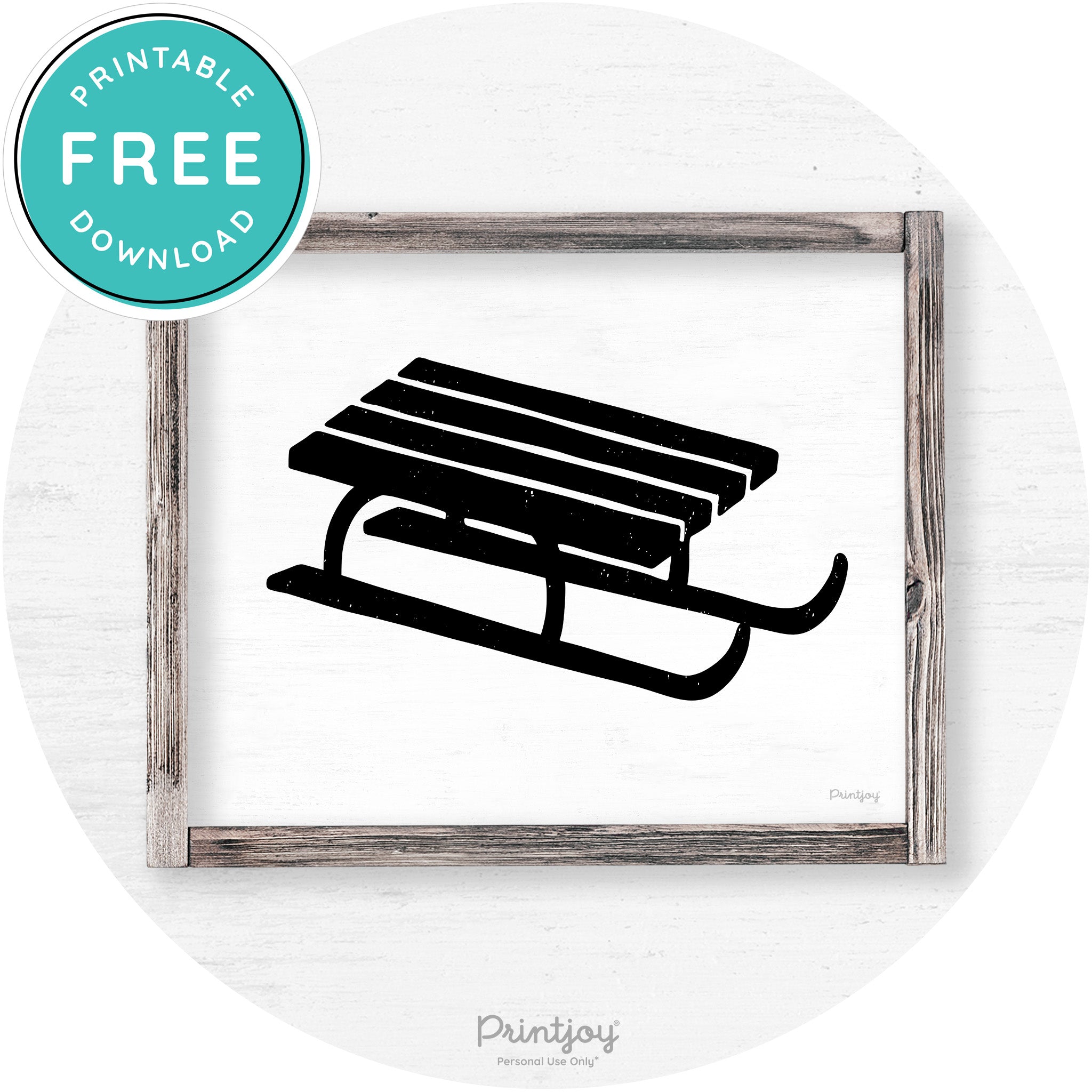 Winter Old Fashioned Sled Rustic Farmhouse Wall Art Free Printable - Printjoy