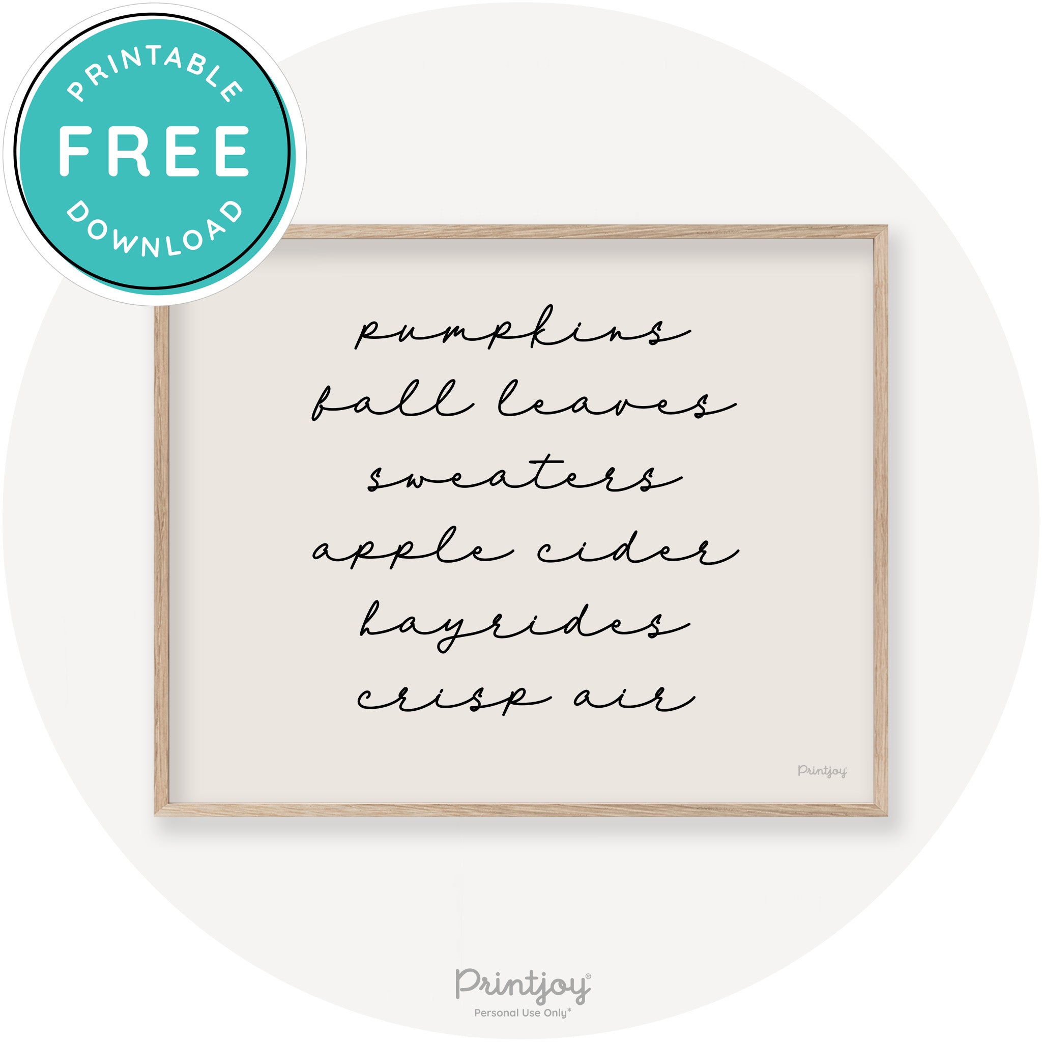 Fall Favorite Things Cute Modern Chic Decor Wall Art Printable - Printjoy