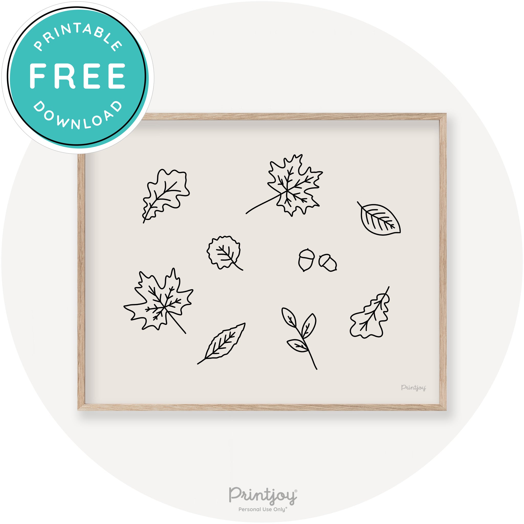 Fall Leaves Line Art Cute Fall Modern Chic Wall Art Printable - Printjoy