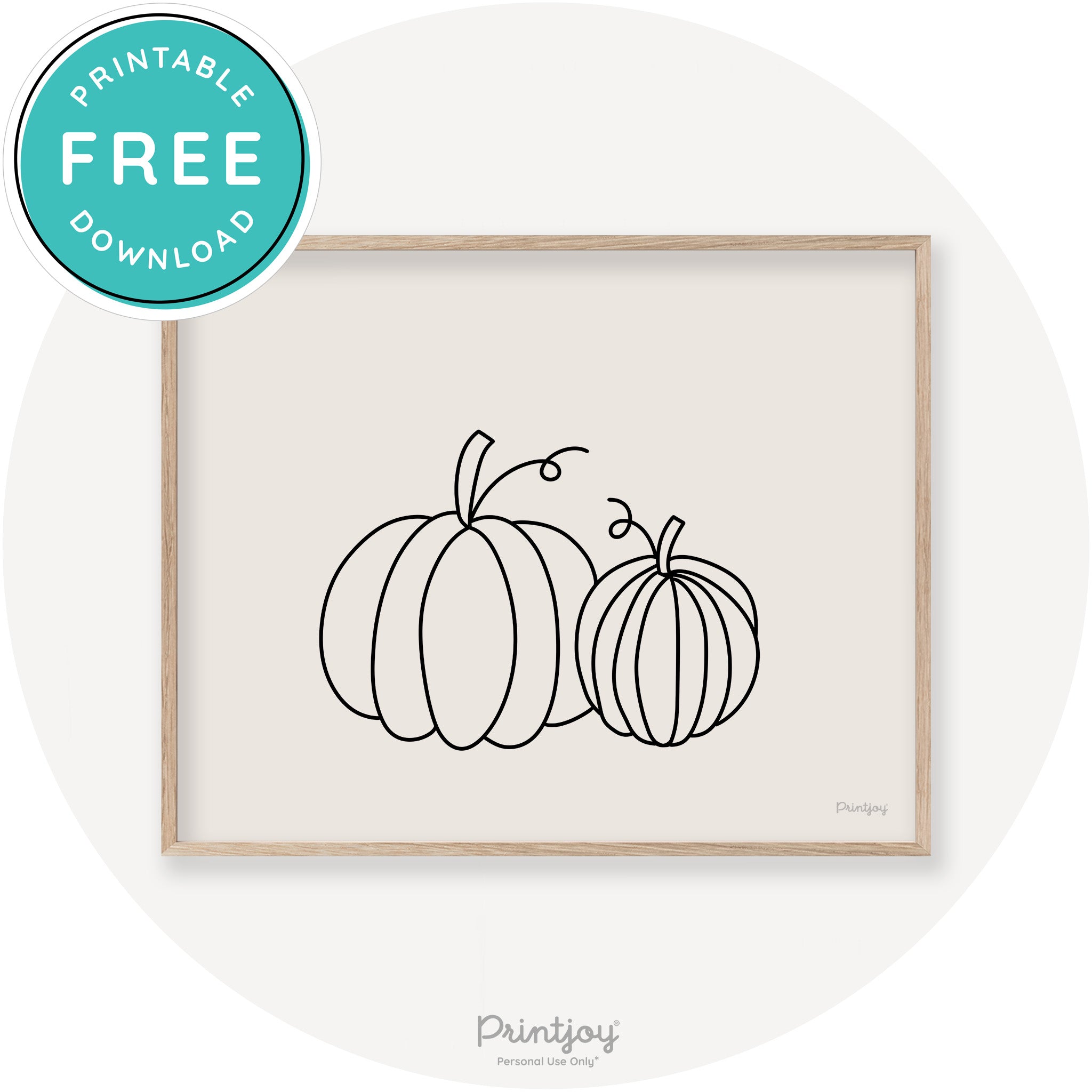 Pumpkin Pair Line Art Cute Fall Modern Chic Wall Art Printable - Printjoy