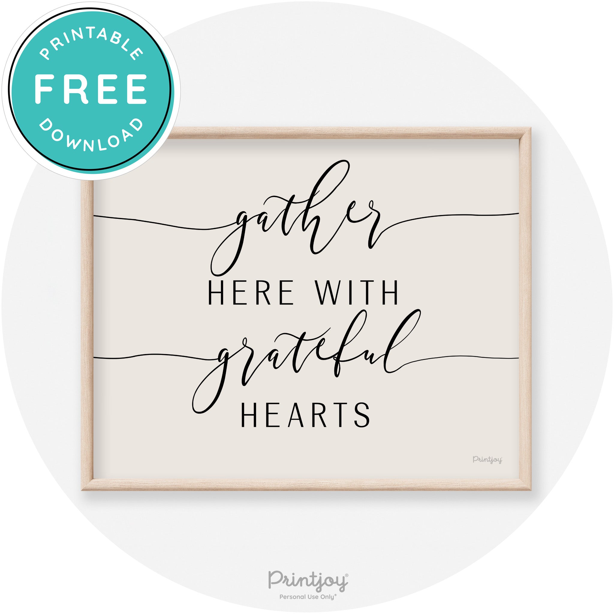 Gather Here Grateful Hearts Thanksgiving Transitional Art Free Printable - Printjoy