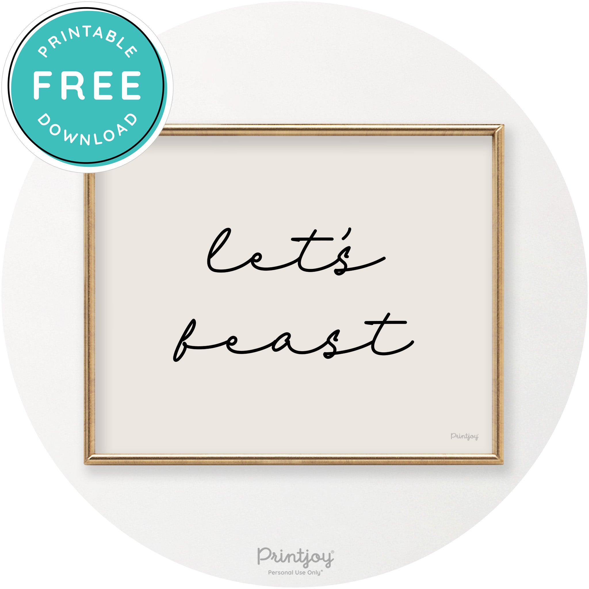 Let's Feast Cute Thanksgiving Modern Chic Wall Art Printable - Printjoy