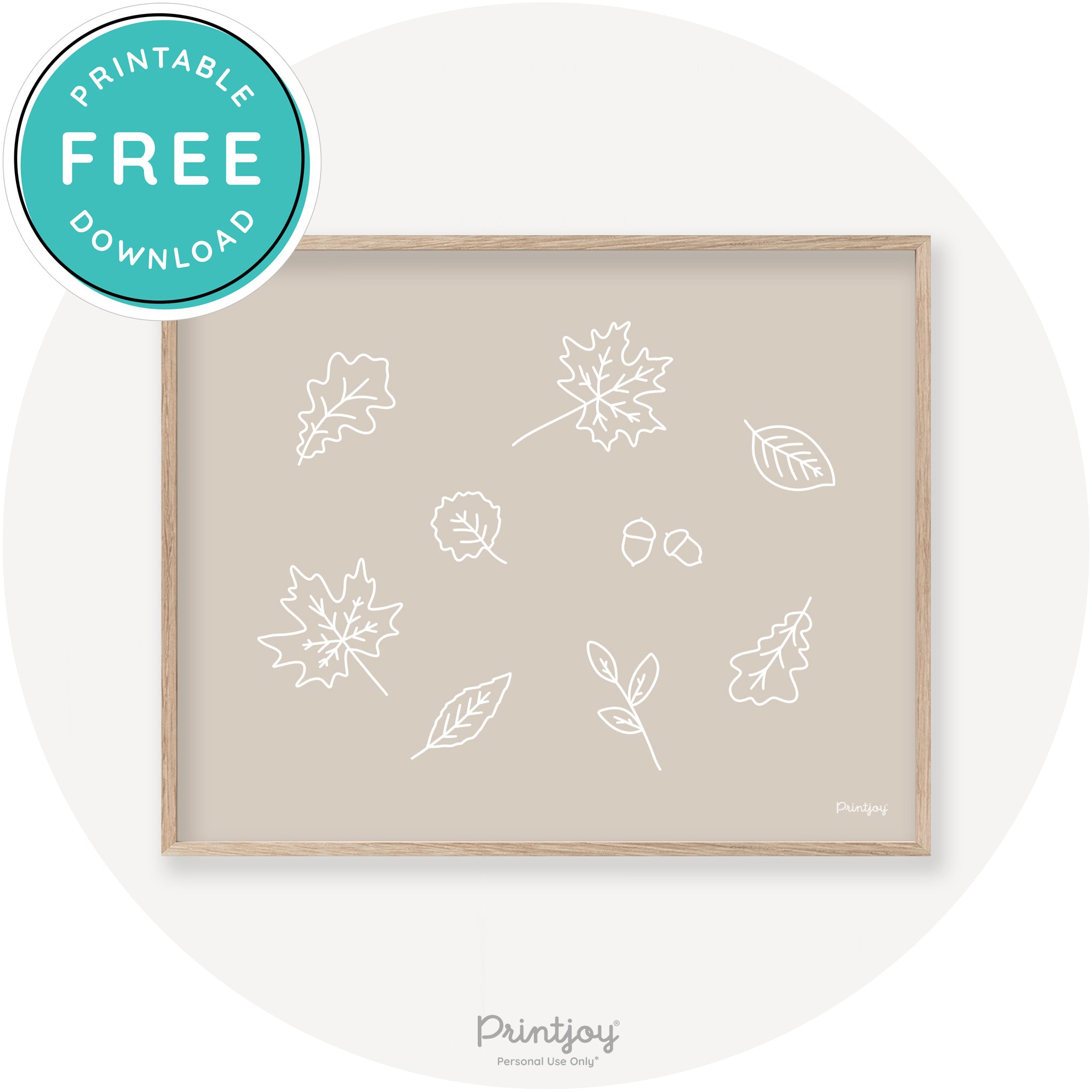 Fall Leaves Line Art Cute Fall Modern Chic Wall Art Free Printable - Printjoy