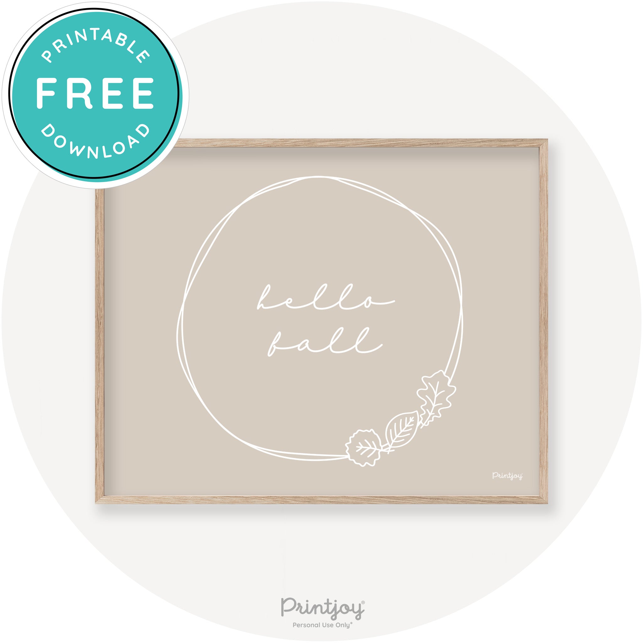Hello Fall Wreath Cute Modern Chic Decor Wall Art Free Printable - Printjoy