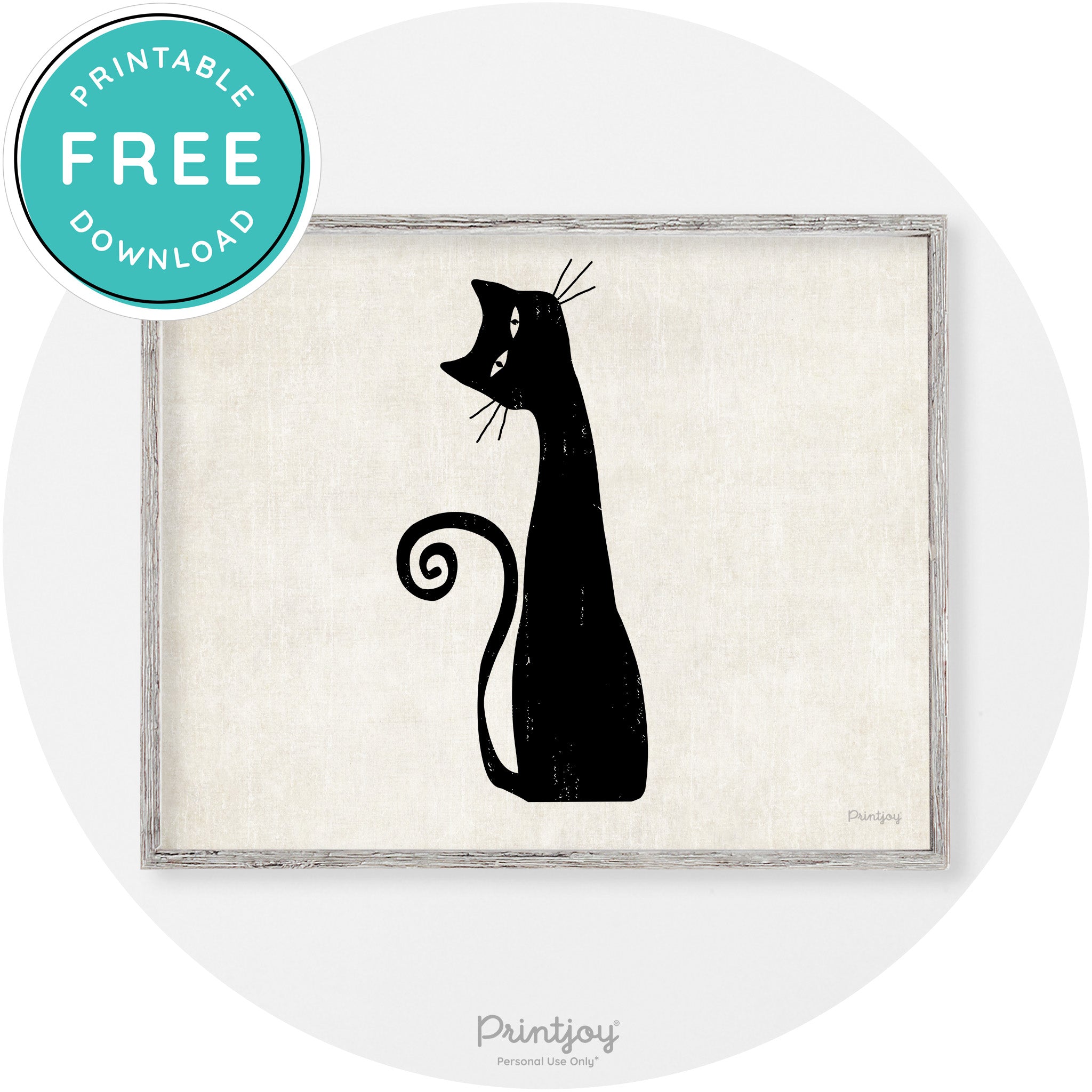 Creepy Skinny Cat Modern Vintage Halloween Wall Art Free Printable - Printjoy