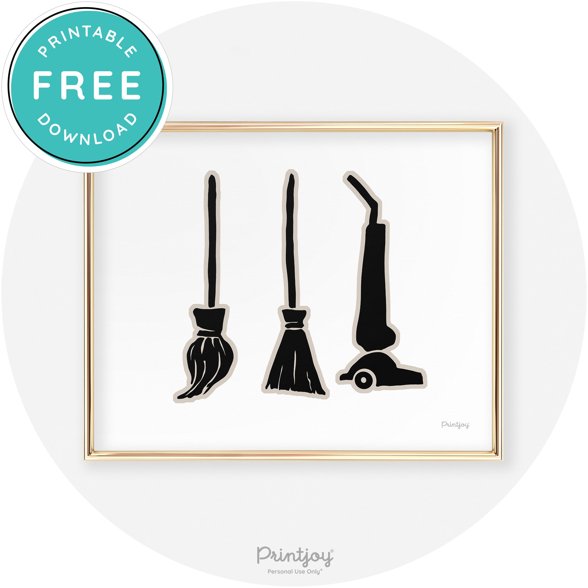 Witch Brooms Fun Cute Chic Halloween Wall Art Decor Free Printable - Printjoy
