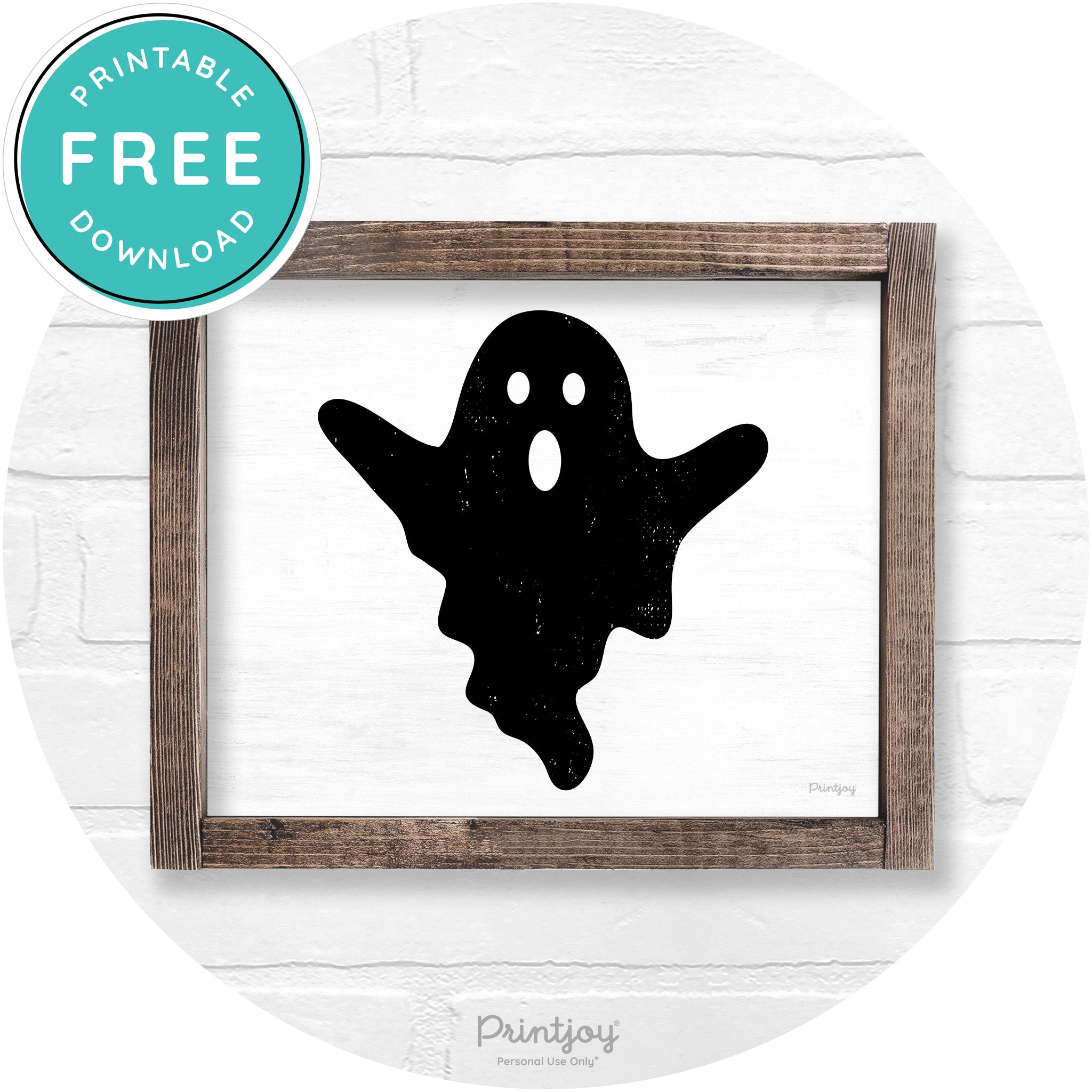 Halloween Cute Ghost Rustic Farmhouse Wall Art Free Printable - Printjoy