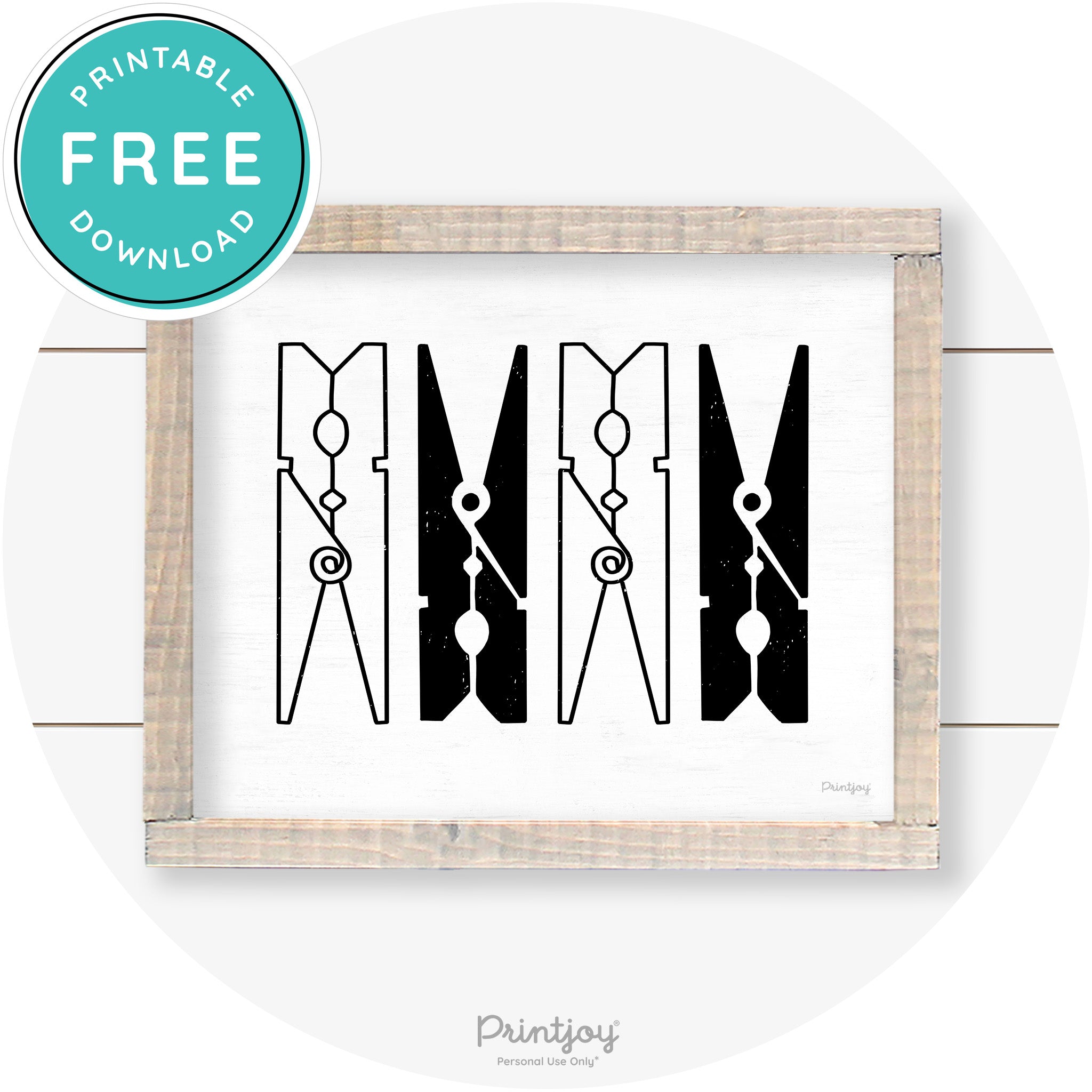 Clothespins Cute Laundry Room Farmhouse Wall Art Free Printable - Printjoy