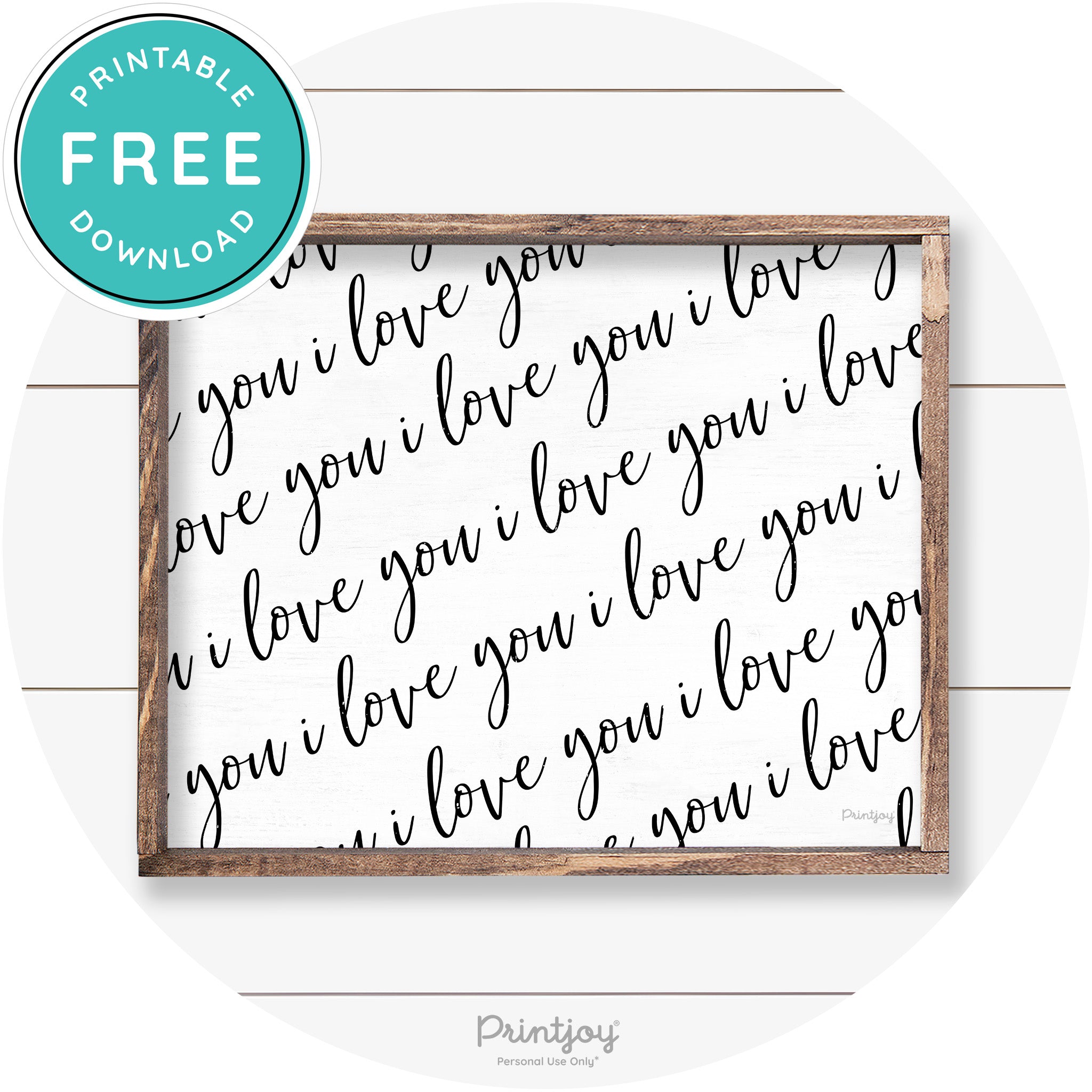 I Love You Pattern Cute Couples Farmhouse Wall Art Free Printable - Printjoy