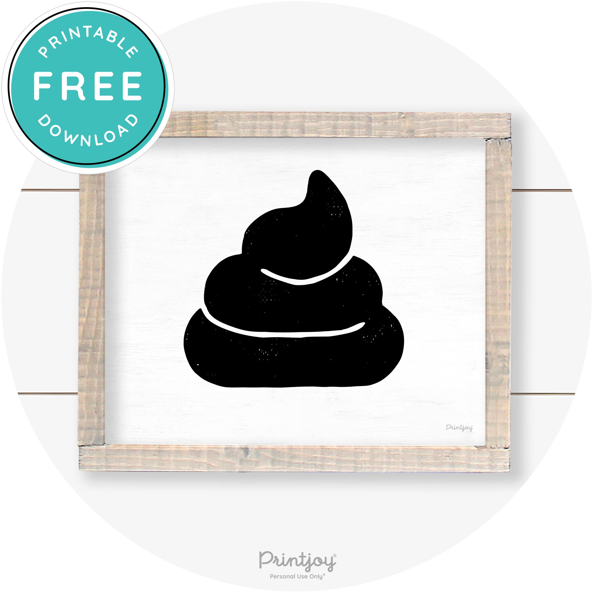 Poop Emoji Silhouette Funny Bathroom Sign Wall Art Free Printable - Printjoy