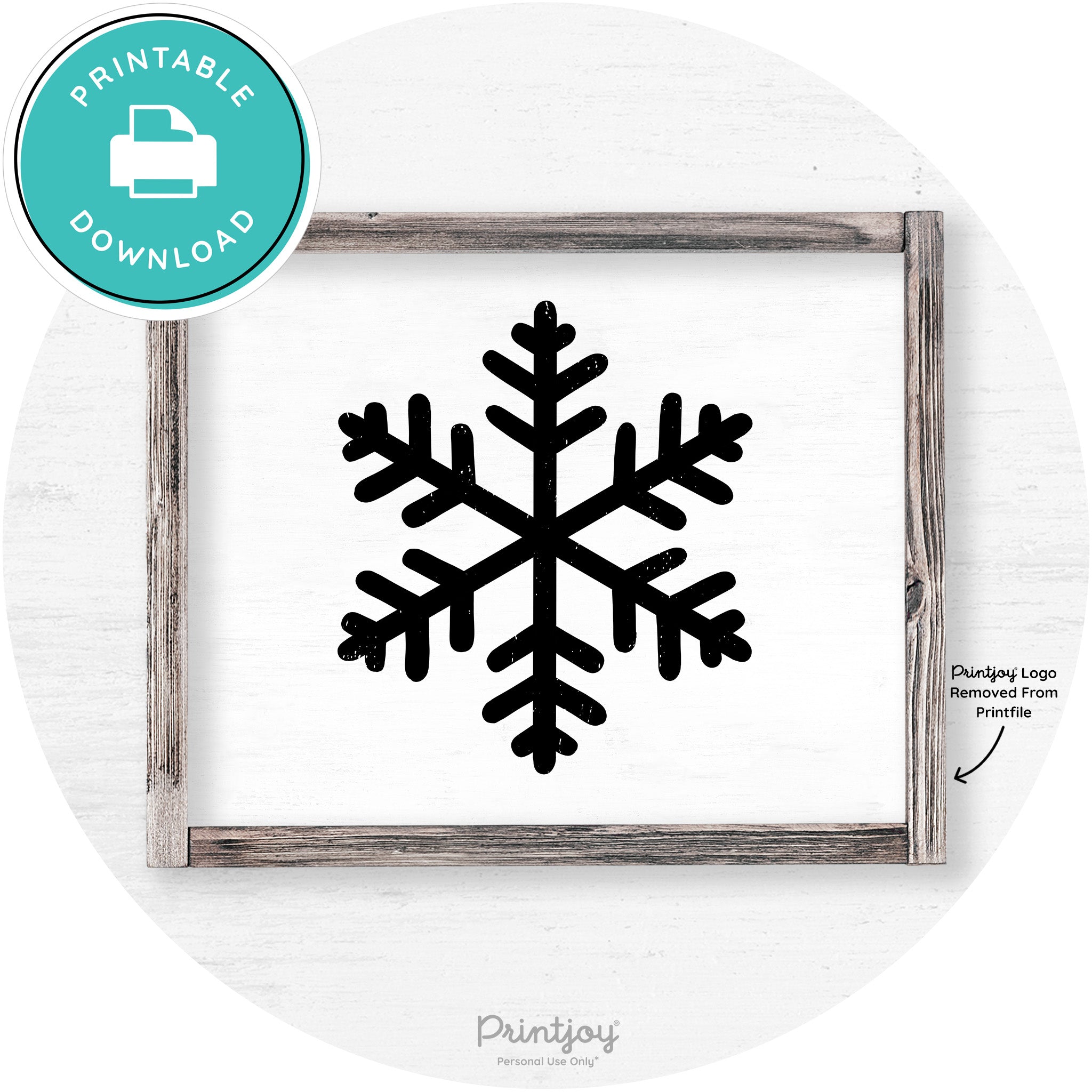 Snowflake Silhouette Winter Farmhouse Wall Art Decor Free Printable - Printjoy