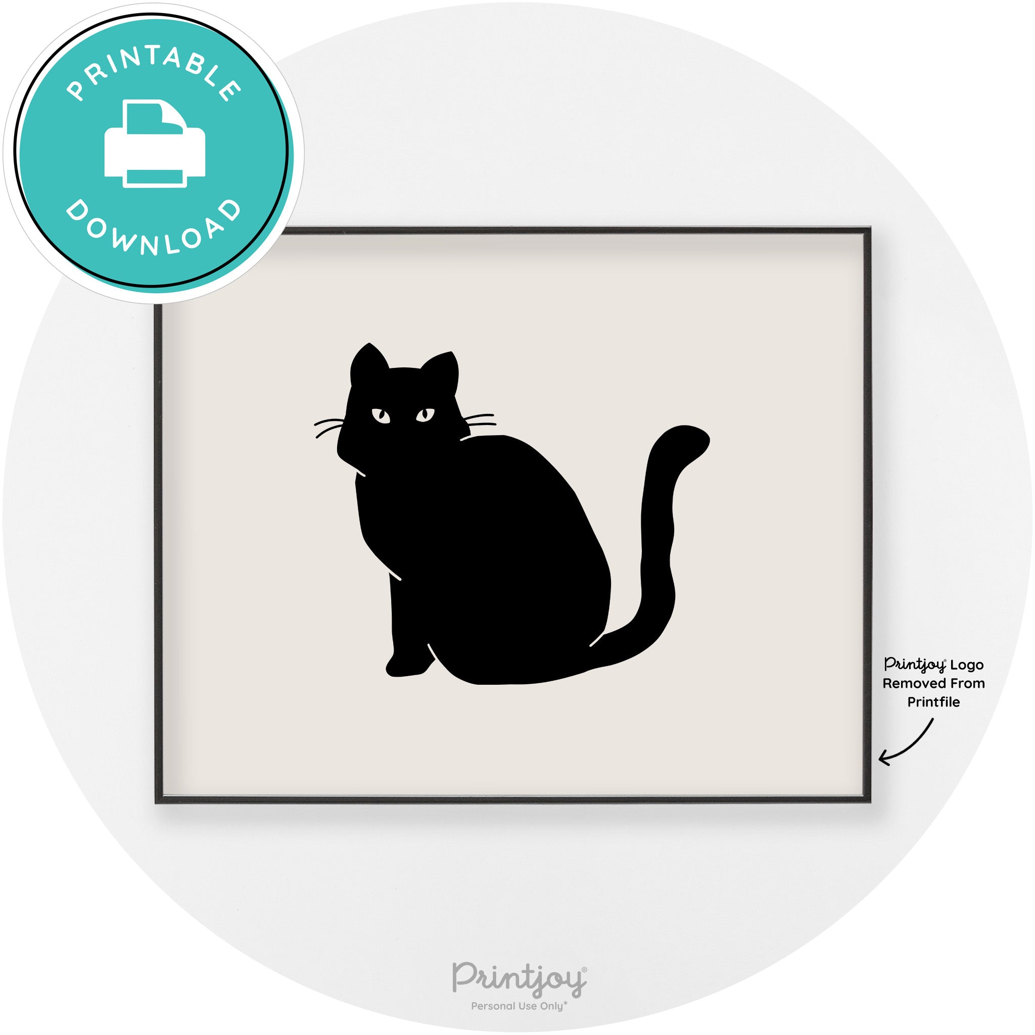 Halloween Spooky Cat Modern Chic Wall Art Decor Printable - Printjoy