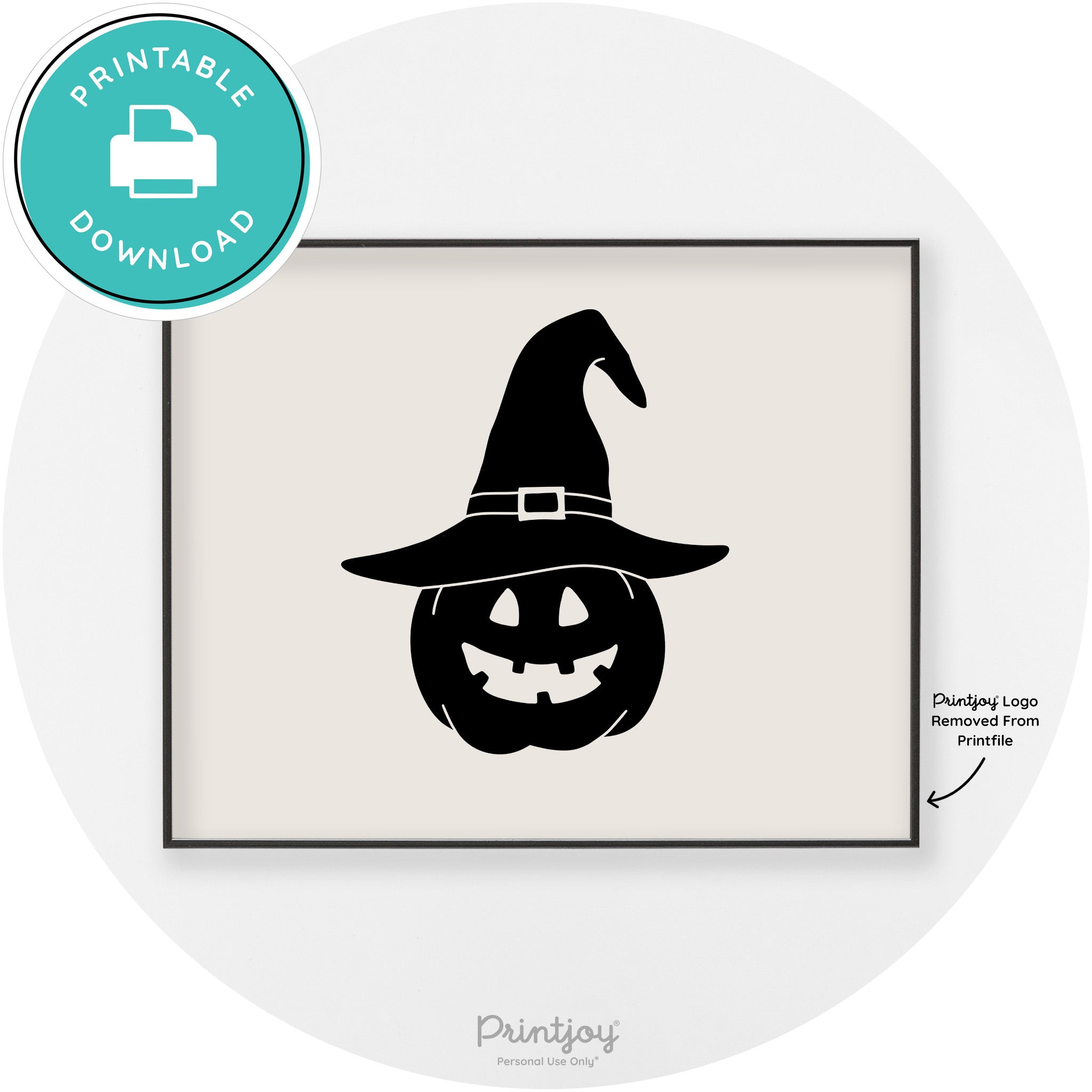Halloween Cute Witch Jack O Lantern Chic Wall Art Printable - Printjoy