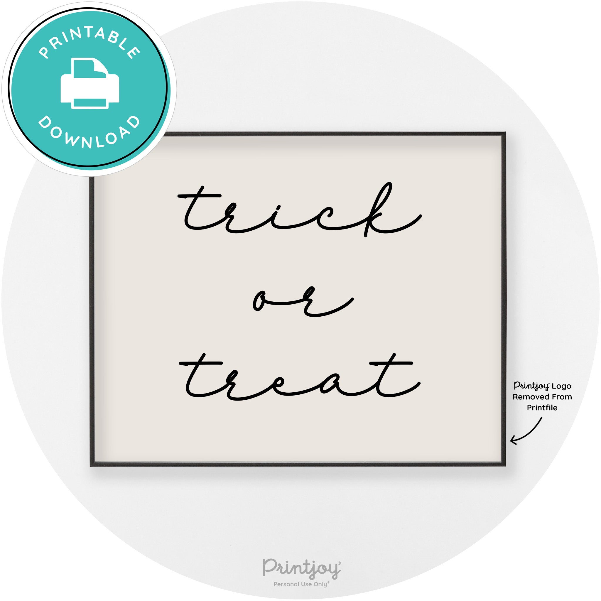 Halloween Cute Trick Or Treat Modern Chic Wall Art Printable - Printjoy