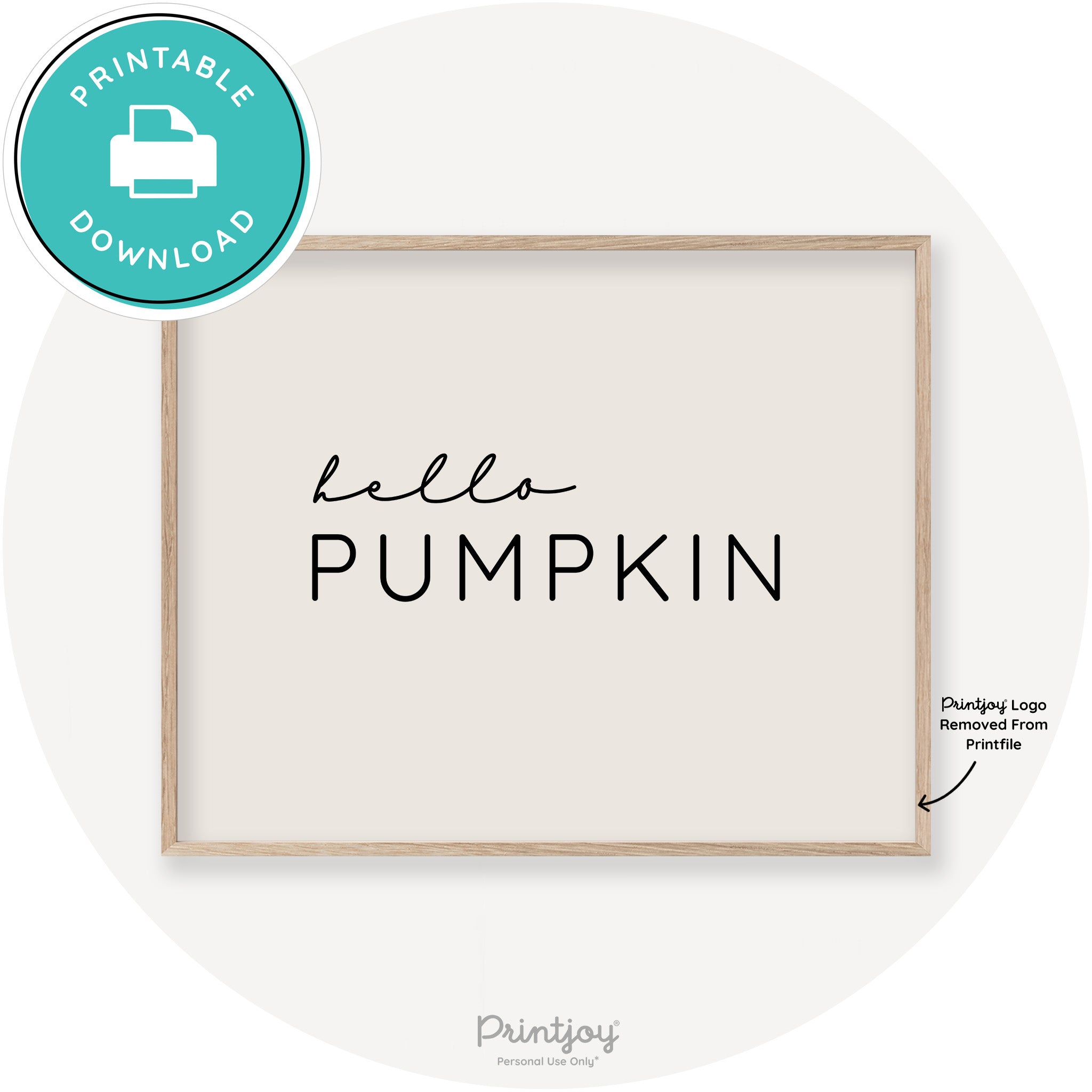 Hello Pumpkin Simple Cute Modern Chic Decor Wall Art Printable - Printjoy