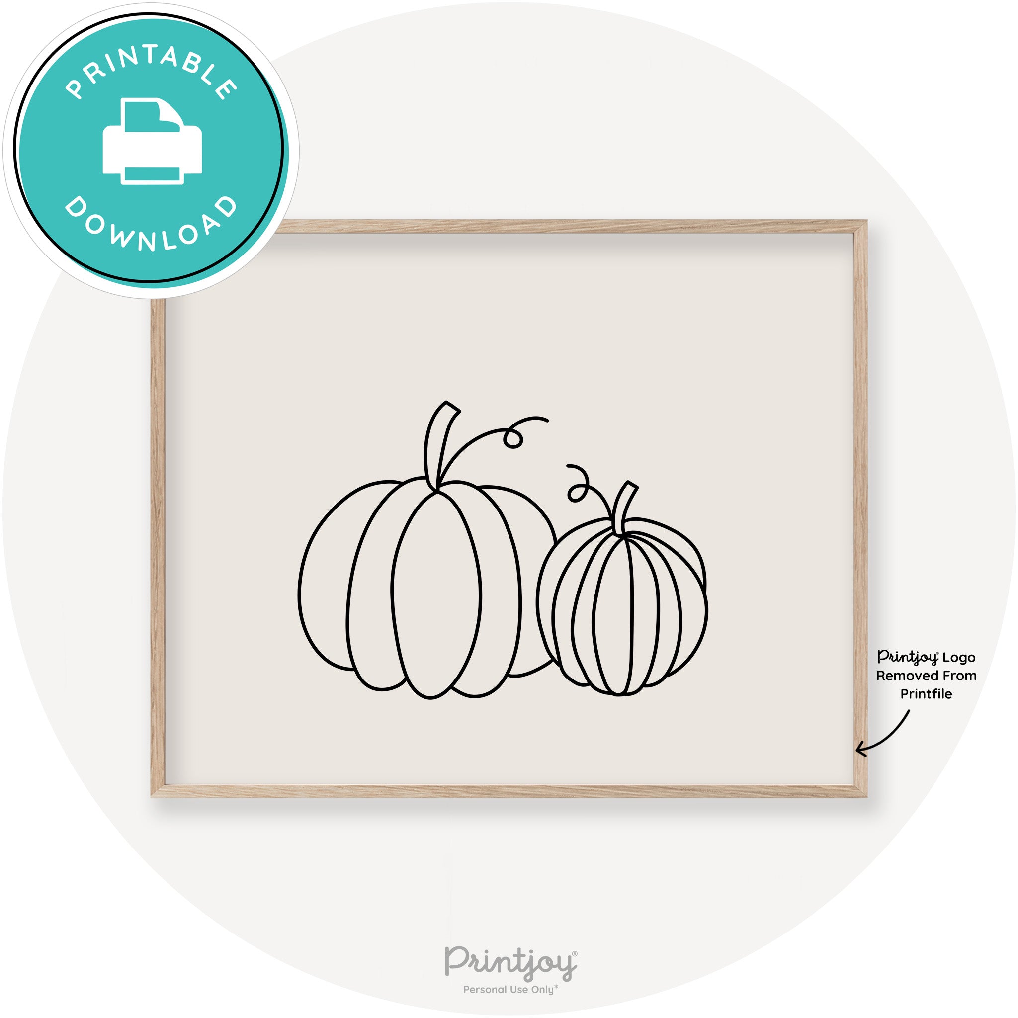 Pumpkin Pair Line Art Cute Fall Modern Chic Wall Art Printable - Printjoy
