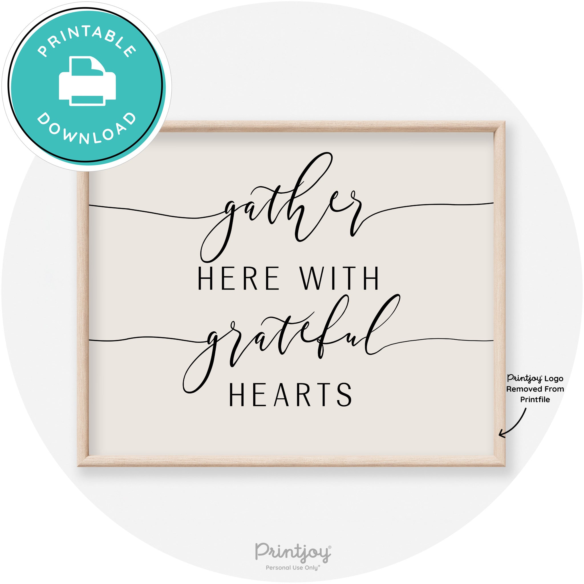 Gather Here Grateful Hearts Thanksgiving Transitional Art Free Printable - Printjoy