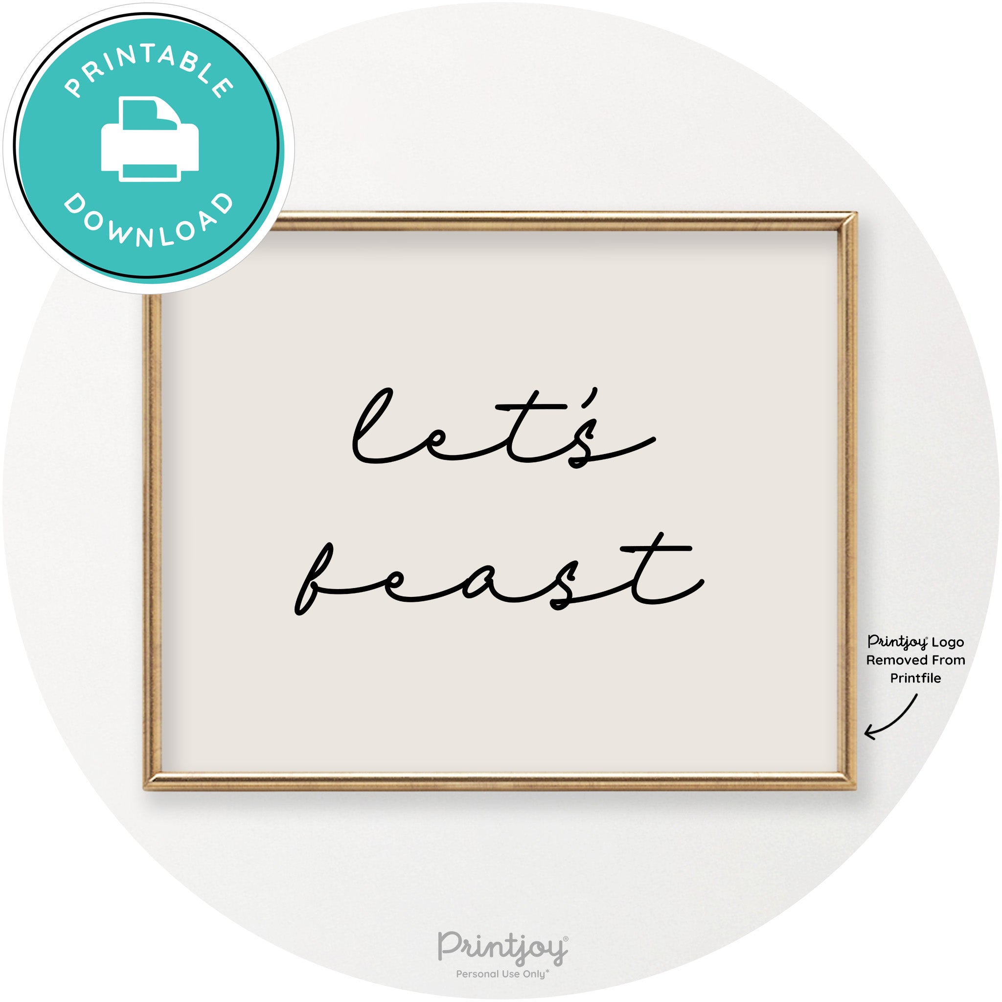 Let's Feast Cute Thanksgiving Modern Chic Wall Art Printable - Printjoy