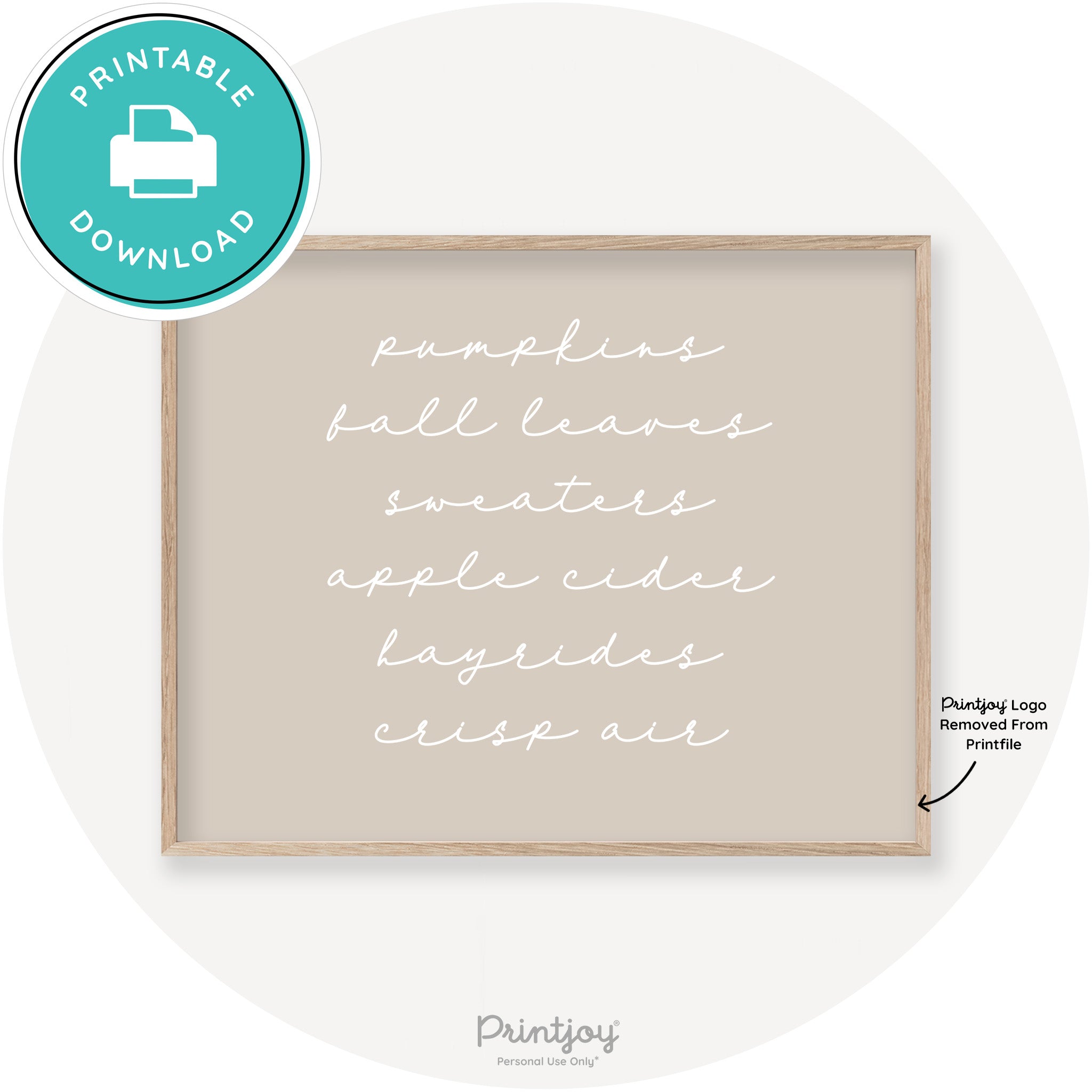 Fall Favorite Things Cute Modern Chic Decor Wall Art Free Printable - Printjoy