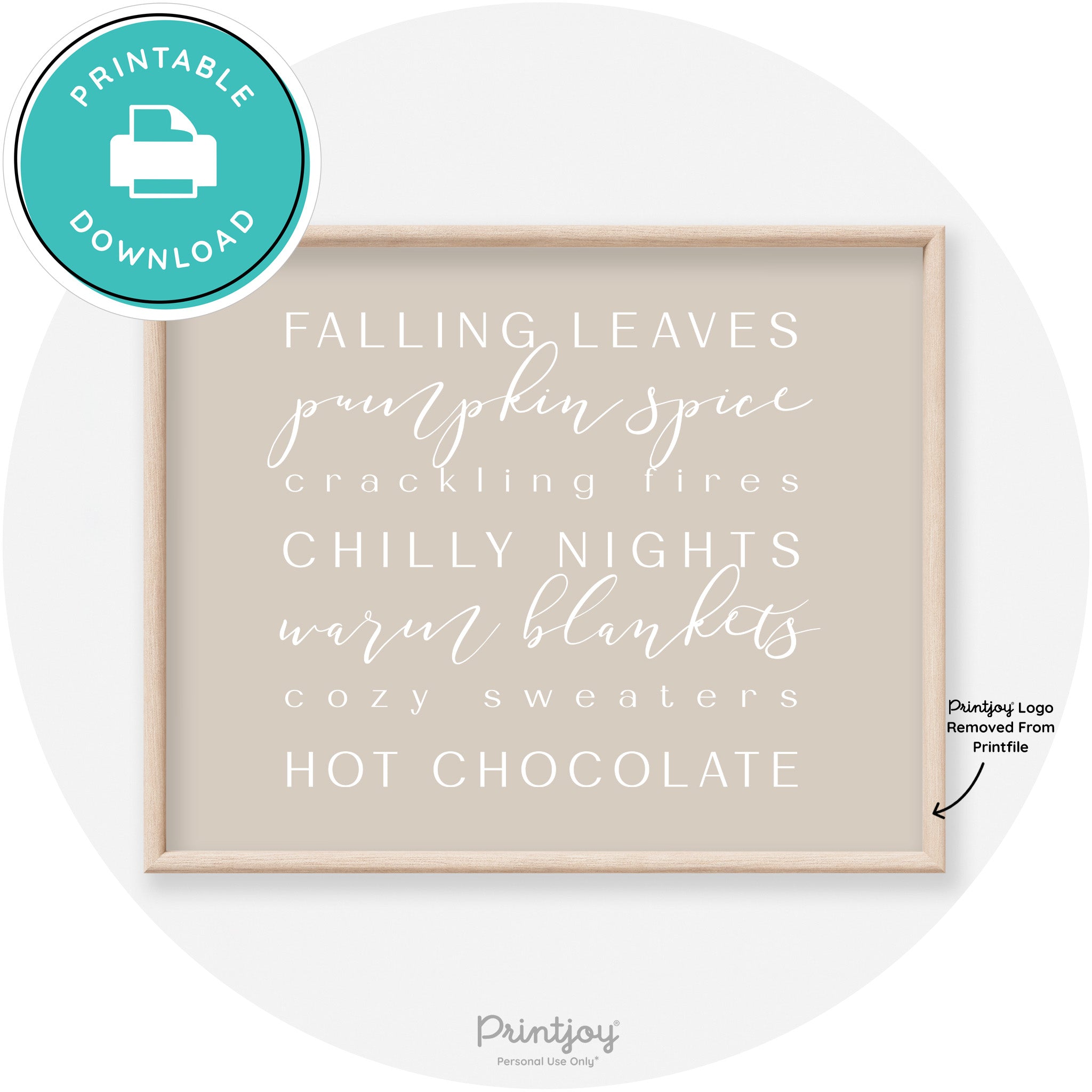 Fall Favorite Things Modern Transitional Decor Wall Art Free Printable - Printjoy