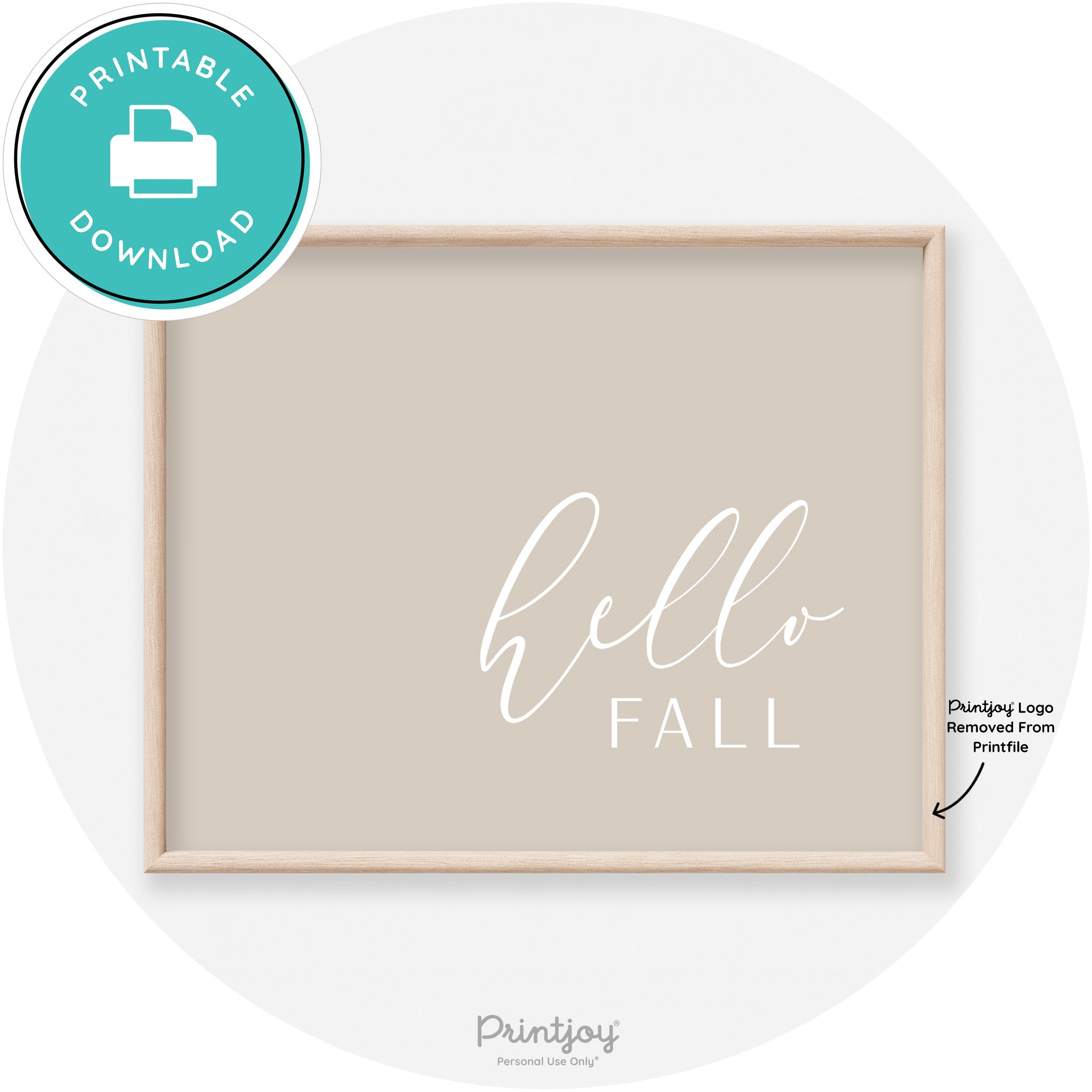 Hello Fall Cursive Modern Transitional Fall Wall Art Decor Free Printable - Printjoy