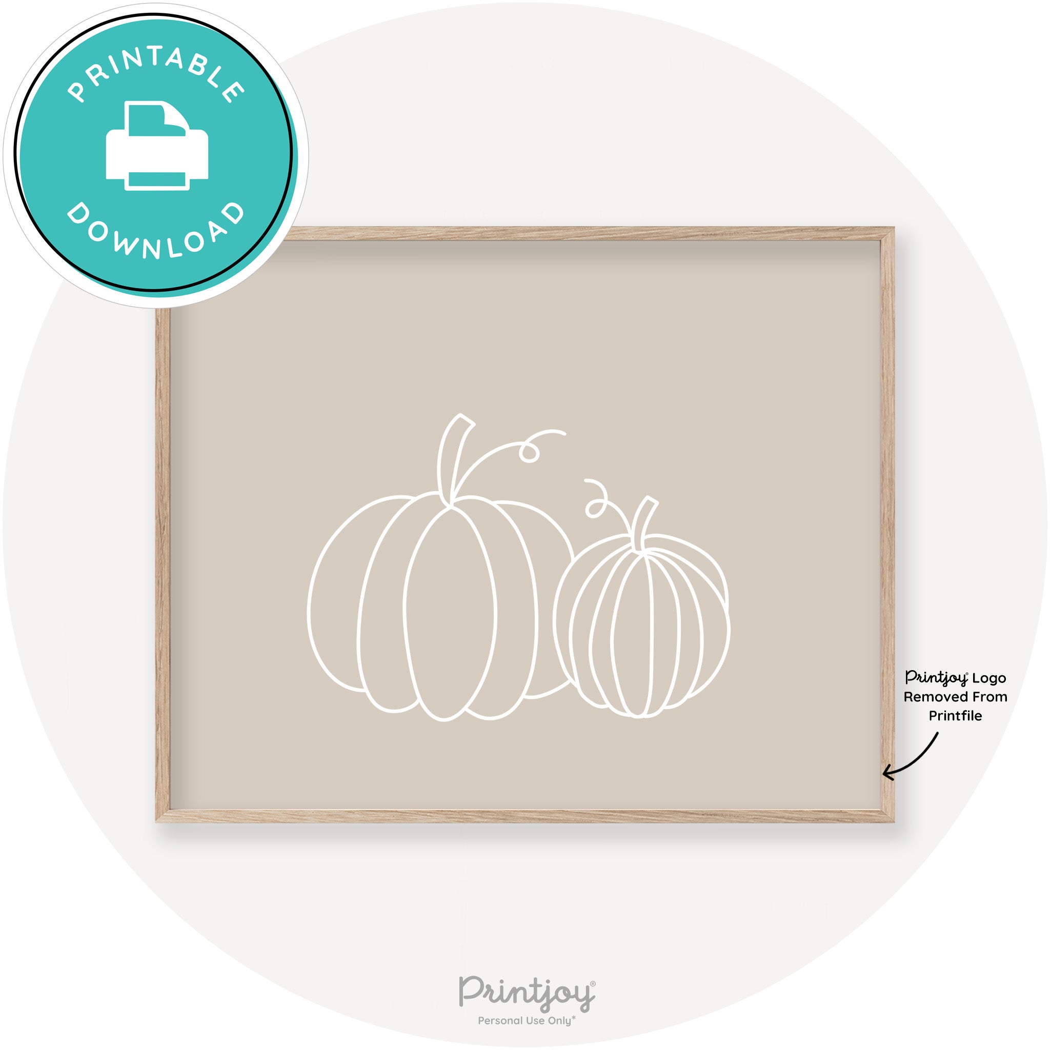 Pumpkin Pair Line Art Cute Fall Modern Chic Wall Art Free Printable - Printjoy