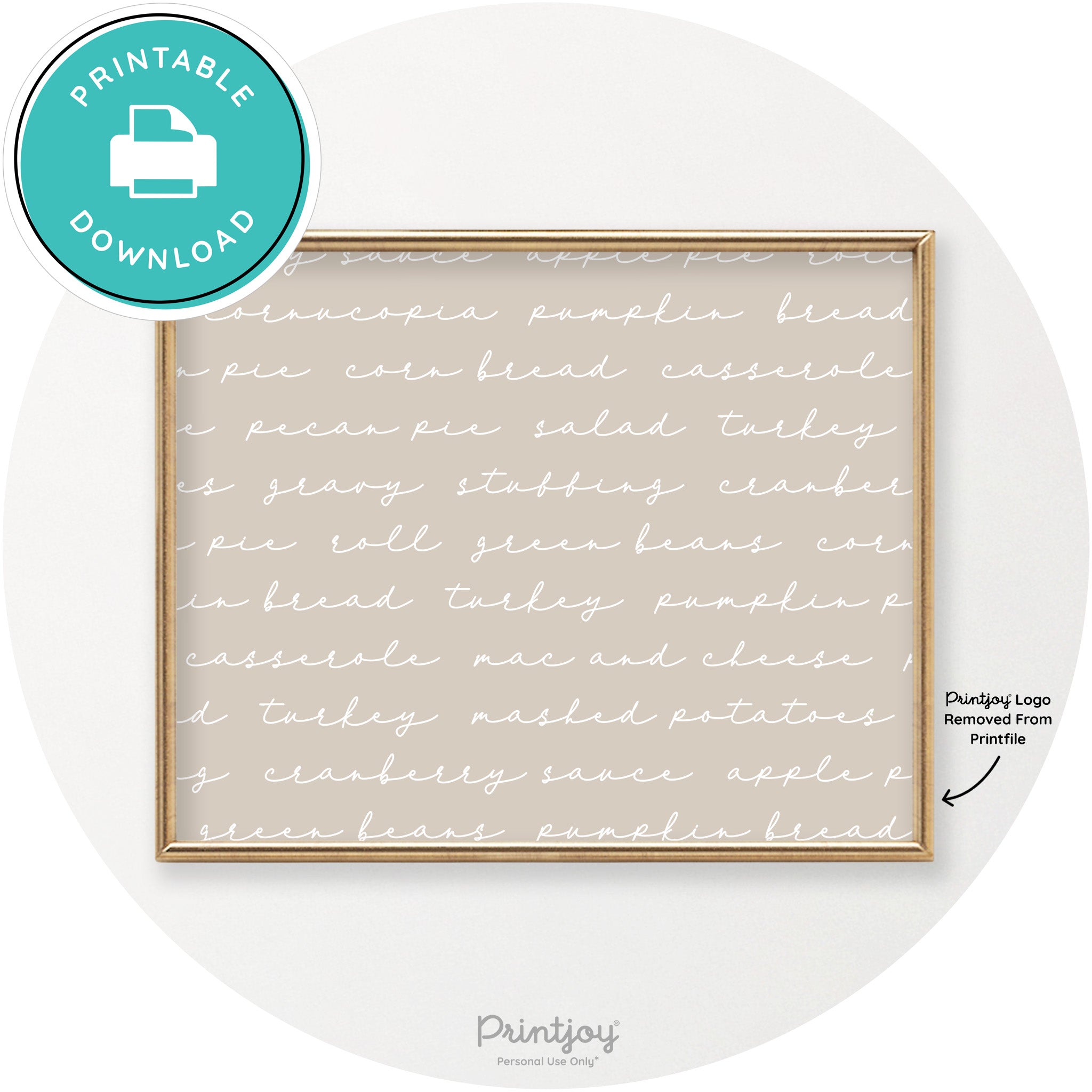 Thanksgiving Dinner Menu Cute Modern Chic Wall Art Free Printable - Printjoy