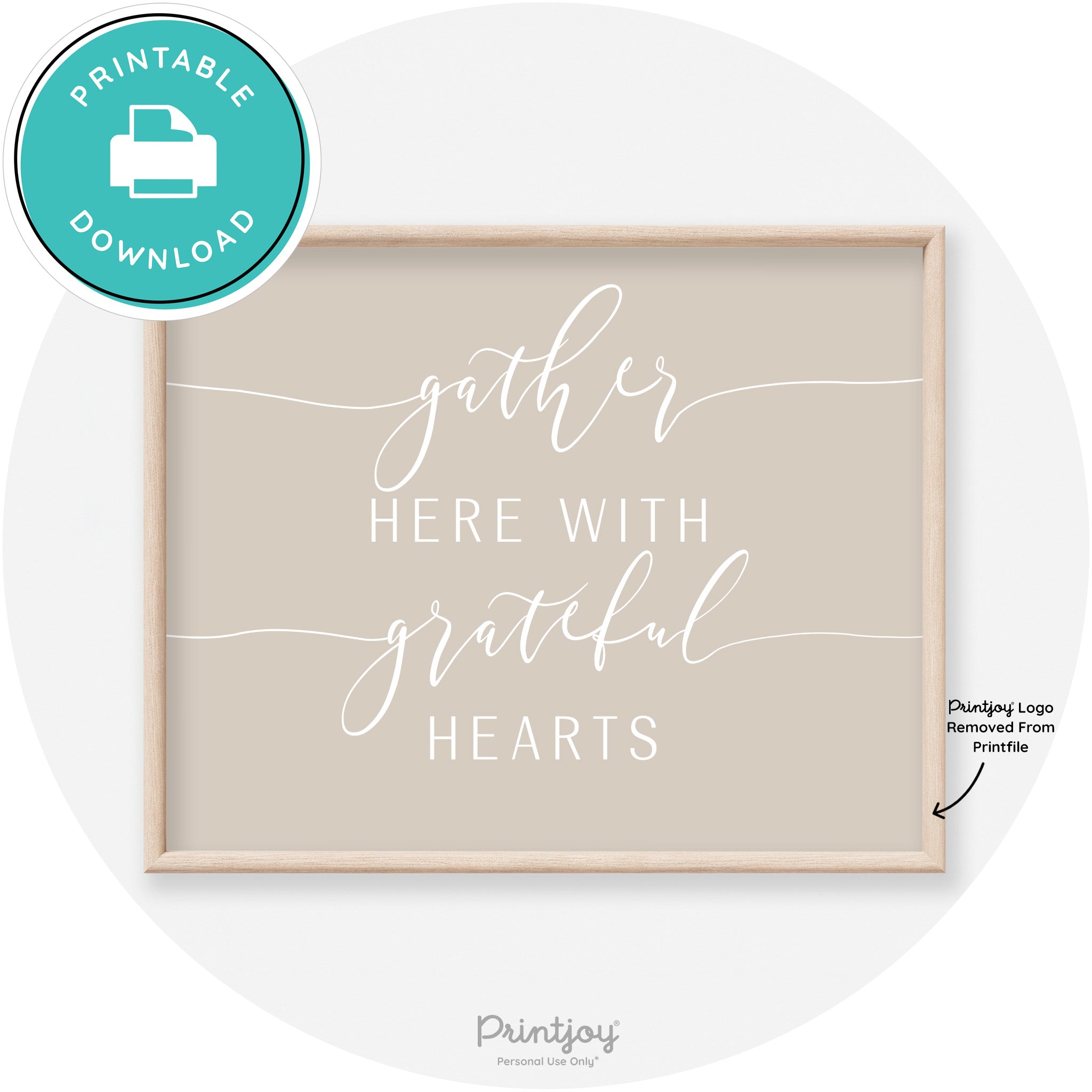 Gather Here Grateful Hearts Thanksgiving Transitional Art Free Printable - Printjoy
